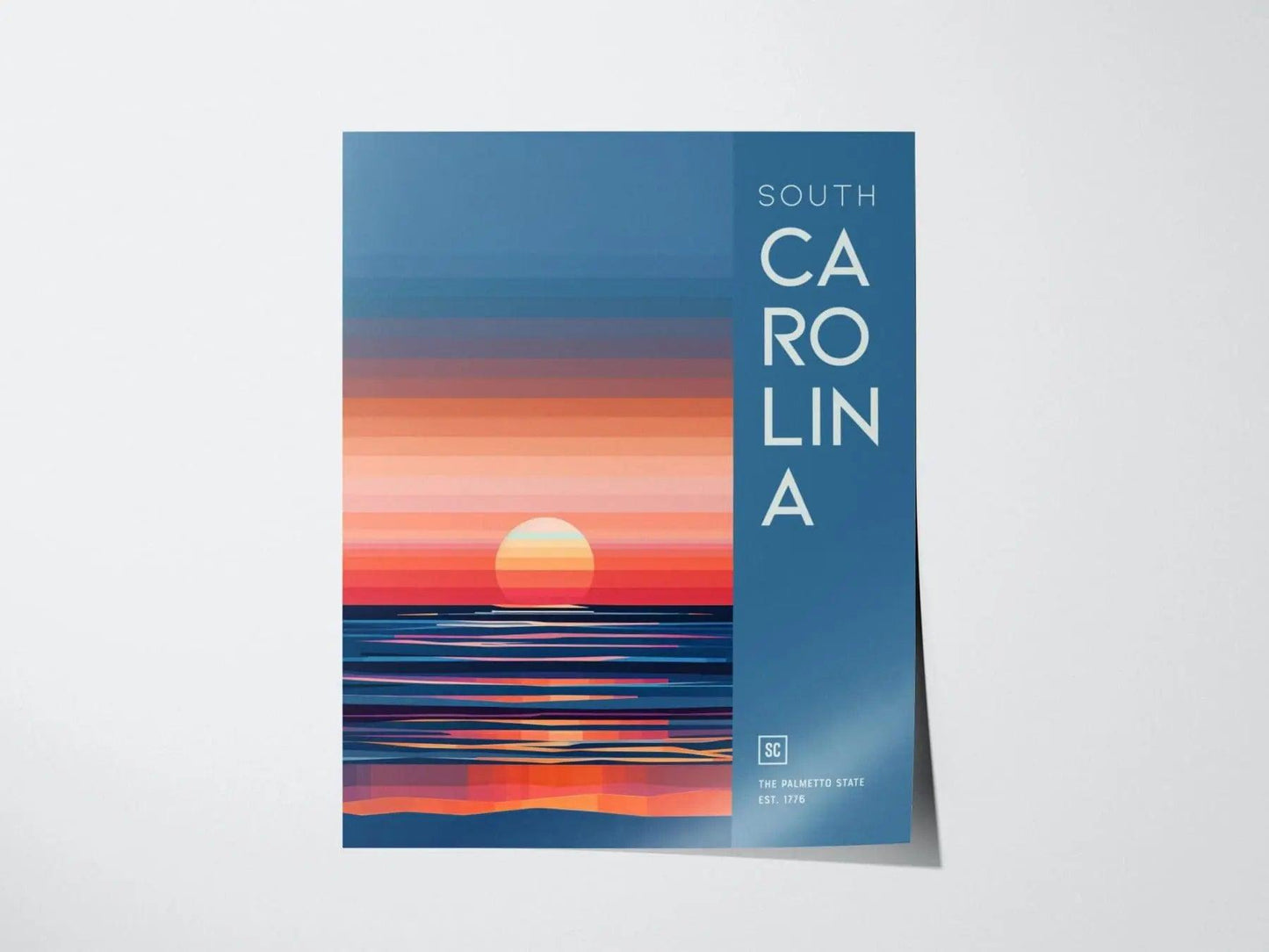 South Carolina, The Palmetto State Sunrise Poster - Abstract Landscape, Available Framed/Unframed, Perfect for Modern and Farmhouse Decor - Swell Scenes