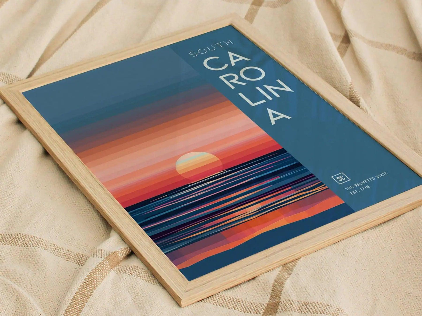 South Carolina, The Palmetto State Sunrise Poster - Abstract Landscape, Available Framed/Unframed, Perfect for Modern and Farmhouse Decor - Swell Scenes