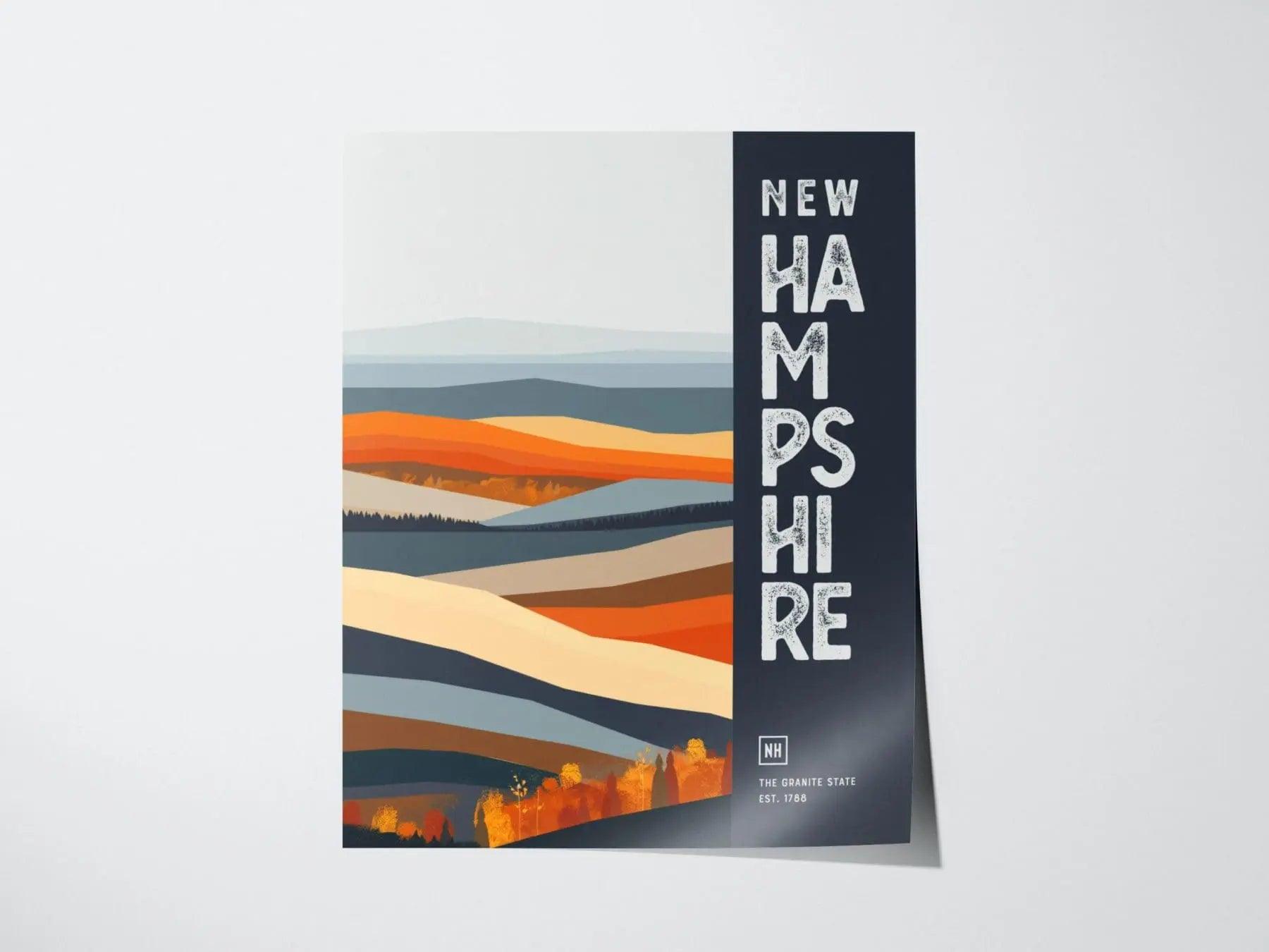 New Hampshire, The Granite State Poster - Abstract Fall Foliage Design, Available Framed/Unframed, Ideal for Home Decor, Chic Home Wall Art - Swell Scenes