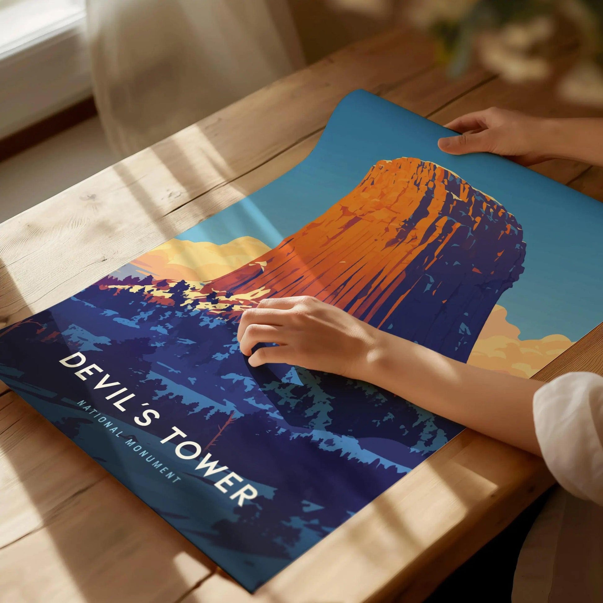 Devil's Tower National Monument Poster - Iconic Wyoming Landmark, Available Framed/Unframed, Perfect Gift for Hikers and Travelers - Swell Scenes
