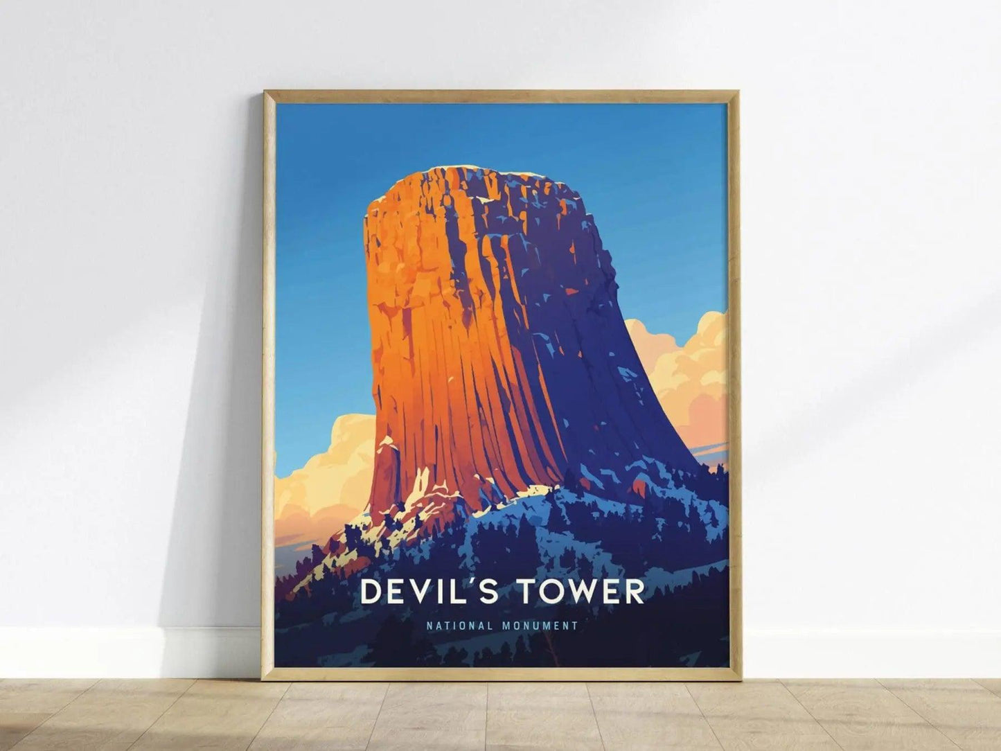 Devil's Tower National Monument Poster - Iconic Wyoming Landmark, Available Framed/Unframed, Perfect Gift for Hikers and Travelers - Swell Scenes