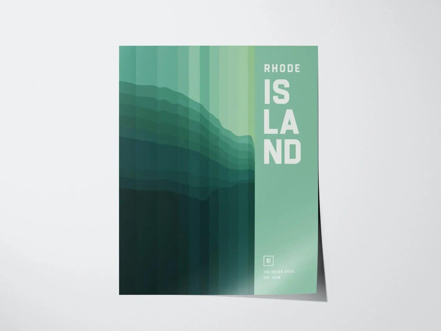 Rhode Island, The Ocean State Poster - Abstract Coastline Design, Framed/Unframed, Ideal for Coastal Home Decor and Modern Farmhouse Decor - Swell Scenes