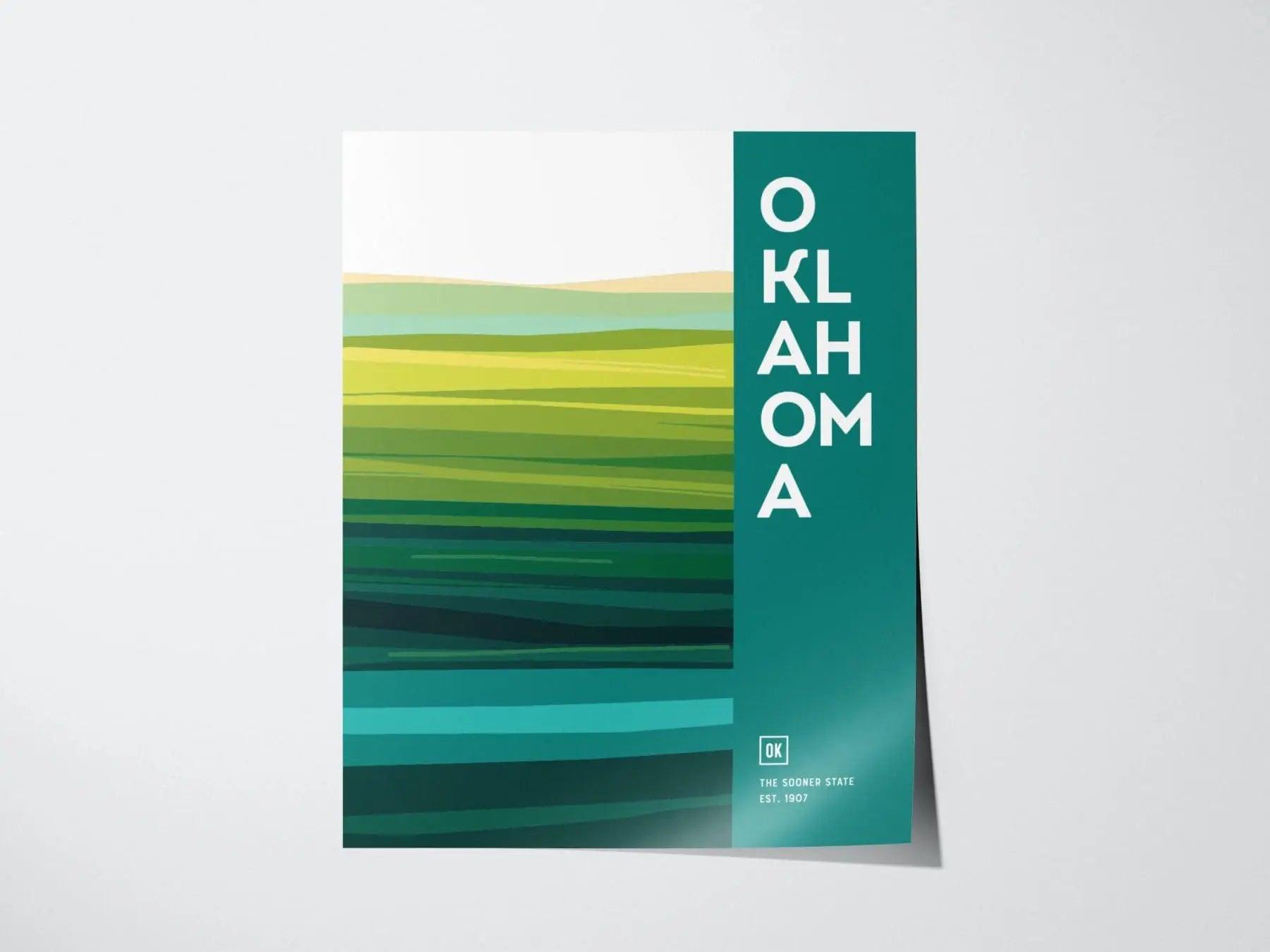 Oklahoma, The Sooner State Abstract Grass Plains Poster - Modern Minimalist Wall Art, Available Framed or Unframed, Oklahoma Home Decor - Swell Scenes