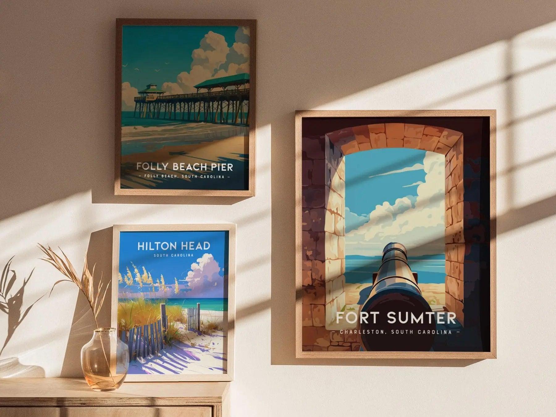 Fort Sumter, Charleston, South Carolina Wall Art Travel Poster Print Southeast Historic Civil War Home Decor Southern Charm Vacation Gift - Swell Scenes
