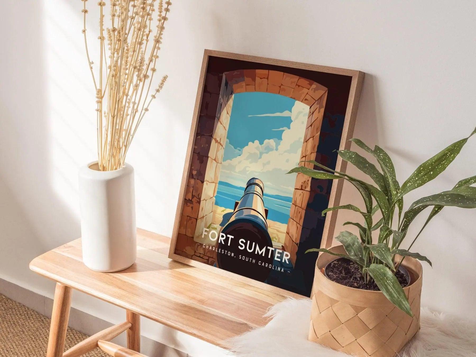 Fort Sumter, Charleston, South Carolina Wall Art Travel Poster Print Southeast Historic Civil War Home Decor Southern Charm Vacation Gift - Swell Scenes