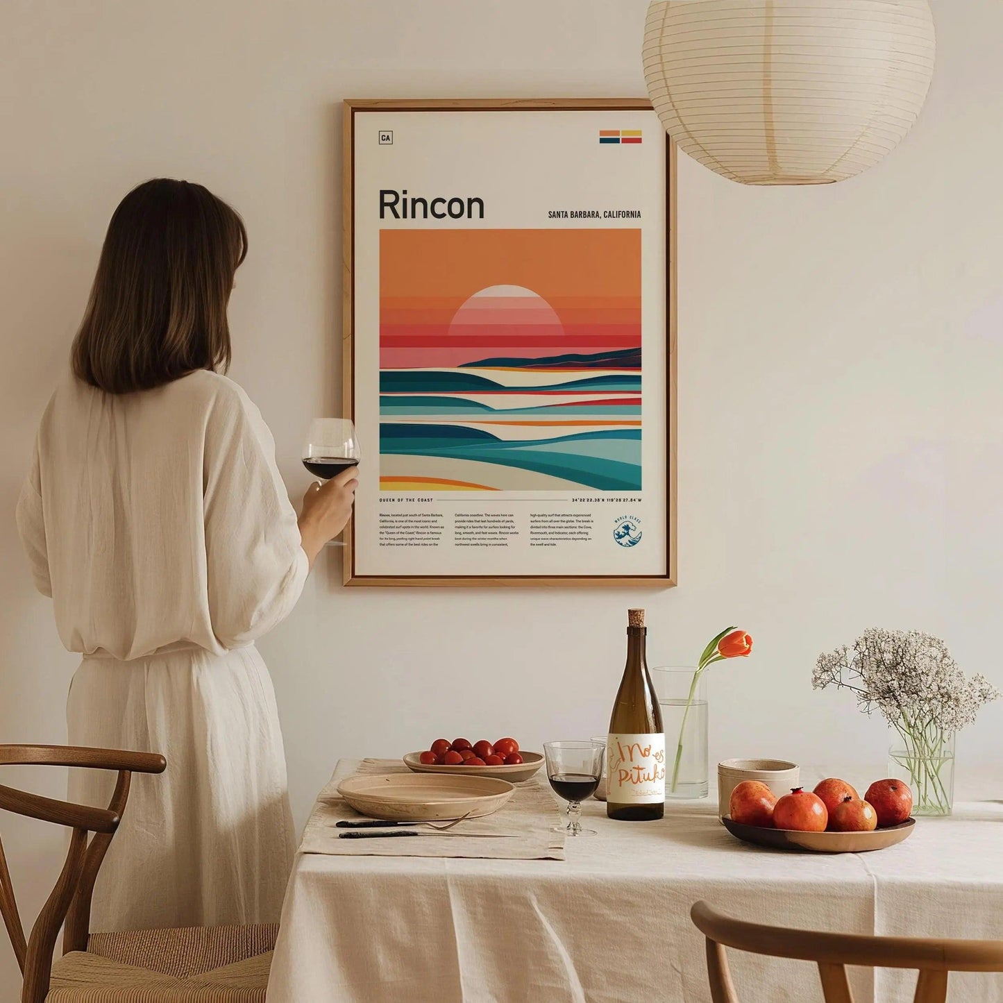 Rincon California Surf Spot Framed Poster | Ventura CA Surfer Wall Art | Santa Barbara Surf Travel Print | Beach House Modern Surfing Wave Gift - Swell Scenes