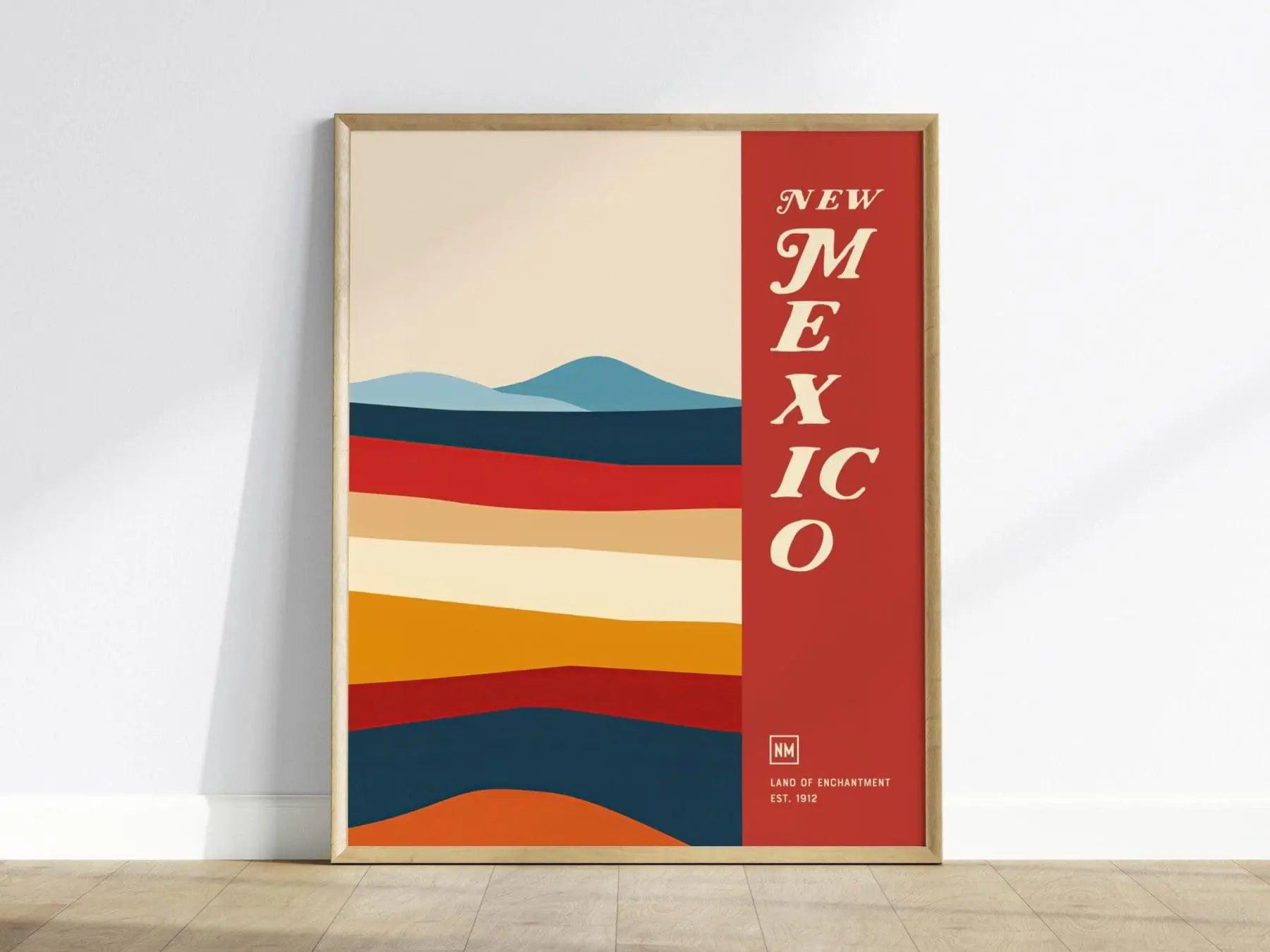 New Mexico, Land of Enchantment Poster - Abstract Landscape, Available Framed or Unframed, Perfect for Home Decor Enthusiasts, Airbnb Decor - Swell Scenes