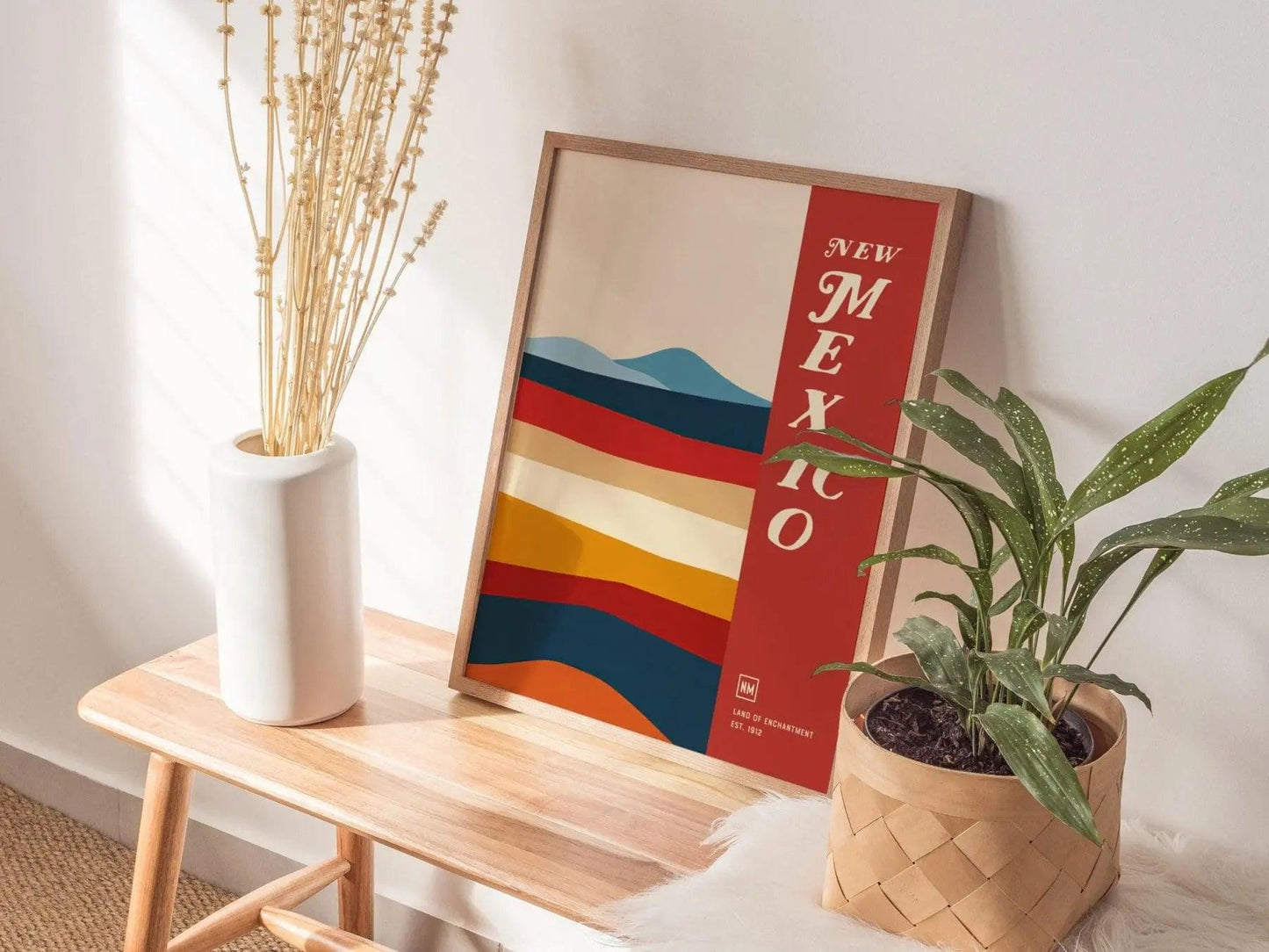 New Mexico, Land of Enchantment Poster - Abstract Landscape, Available Framed or Unframed, Perfect for Home Decor Enthusiasts, Airbnb Decor - Swell Scenes