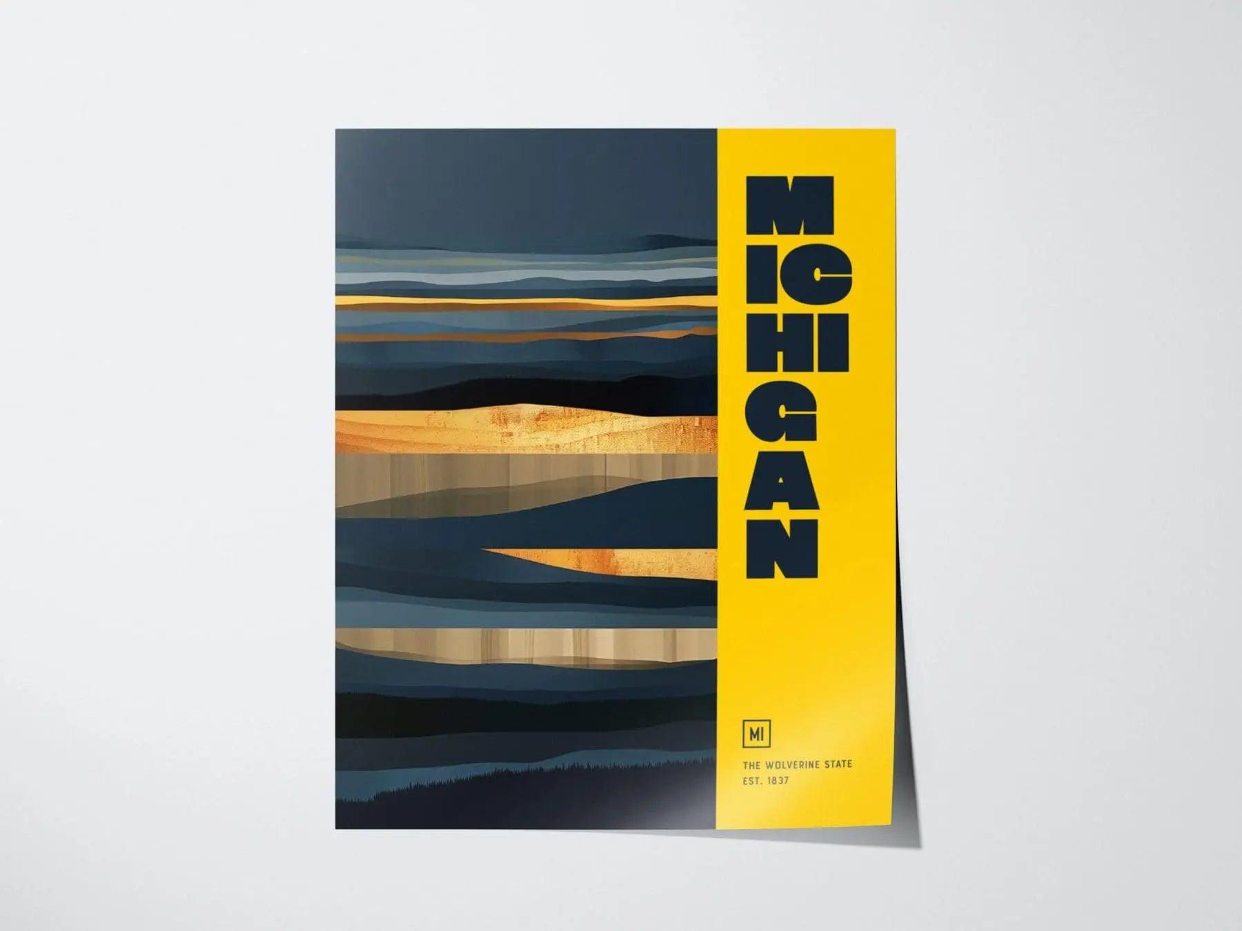 Michigan, The Wolverine State Poster - University of Michigan Colors, Available Framed/Unframed, Great College Pride Gift, Michigan U Decor - Swell Scenes