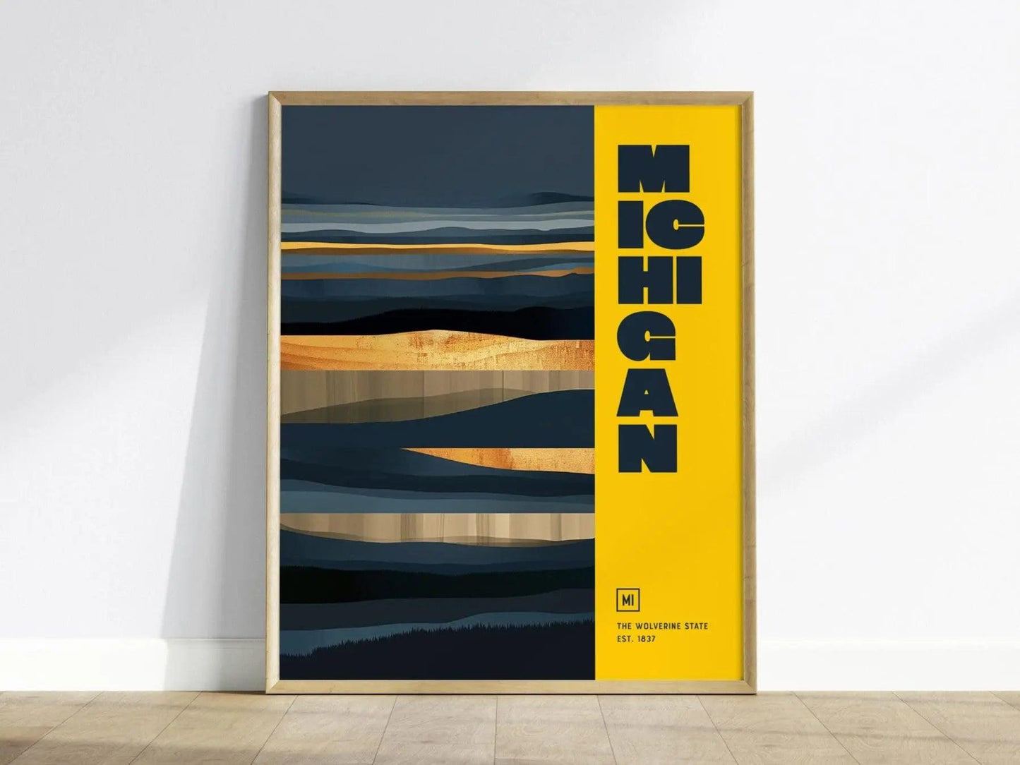 Michigan, The Wolverine State Poster - University of Michigan Colors, Available Framed/Unframed, Great College Pride Gift, Michigan U Decor - Swell Scenes