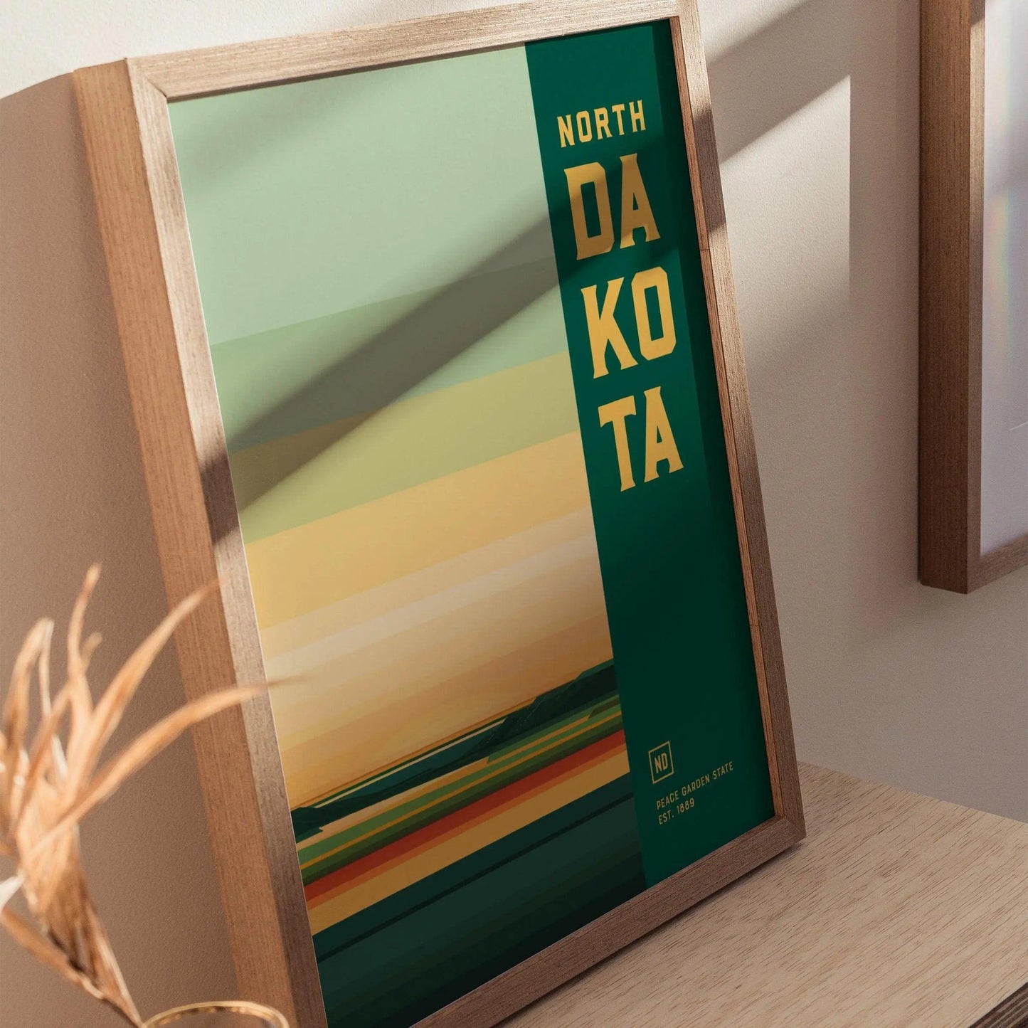 North Dakota, Peace Garden State Poster - Abstract Colorful Landscape Art, Available Framed or Unframed, Ideal North Dakota Decor Gift - Swell Scenes
