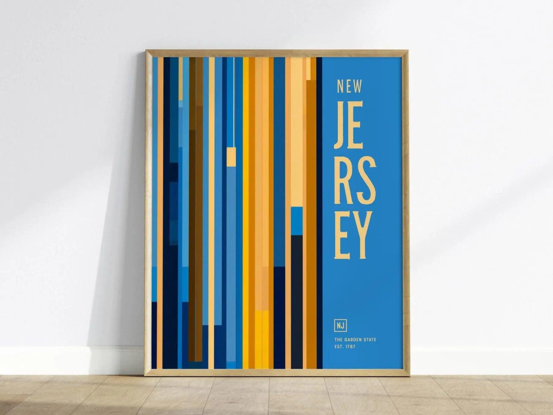 New Jersey, The Garden State Poster - Vibrant Abstract Lines, Available Framed/Unframed, Perfect for Home and Office Decor, New Jersey Gift - Swell Scenes