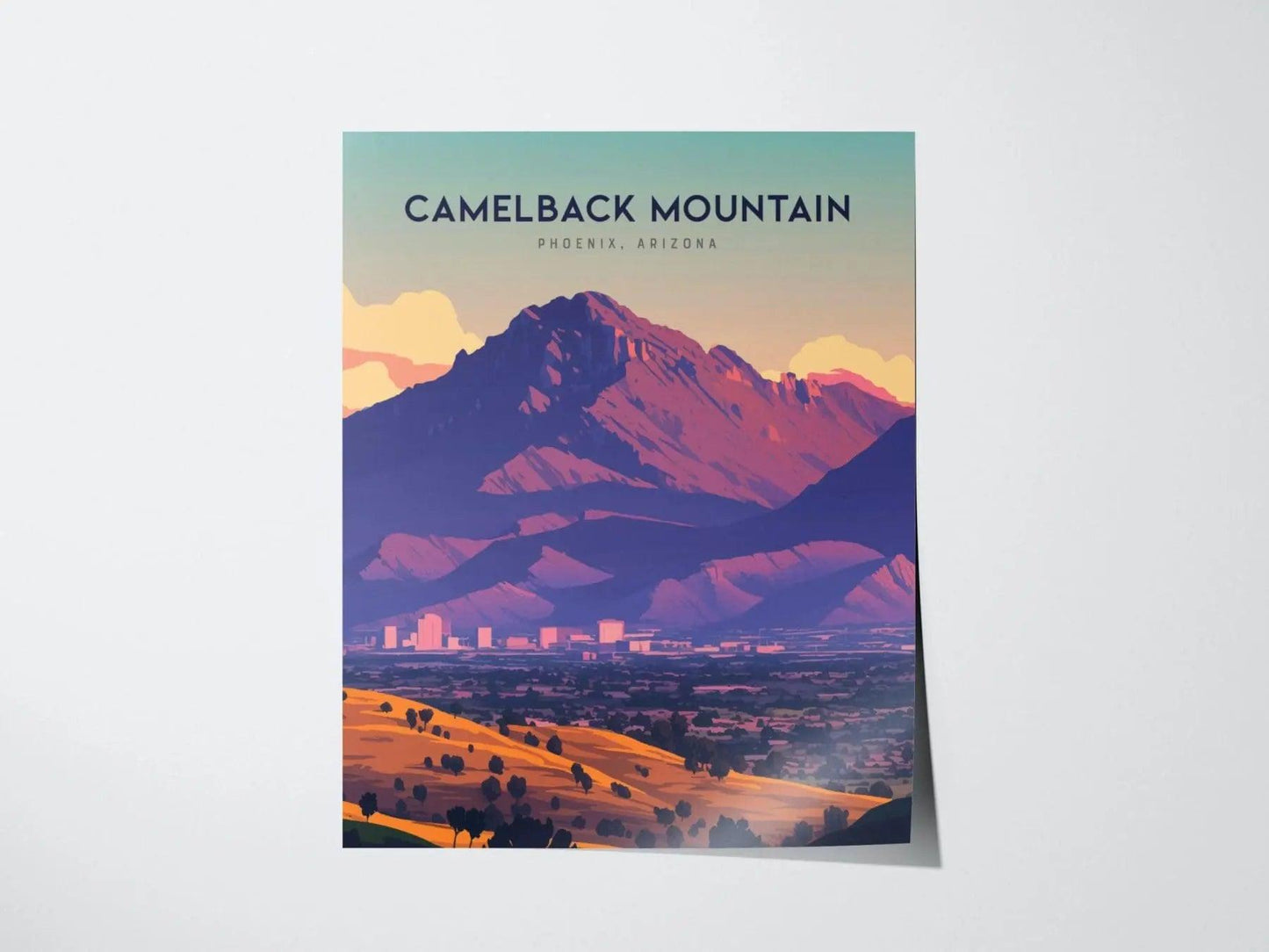 Camelback Mountain, Arizona Poster - Hiking Trail Views, Available Framed/Unframed, Perfect Gift for Outdoor Enthusiasts, Home Wall Decor - Swell Scenes