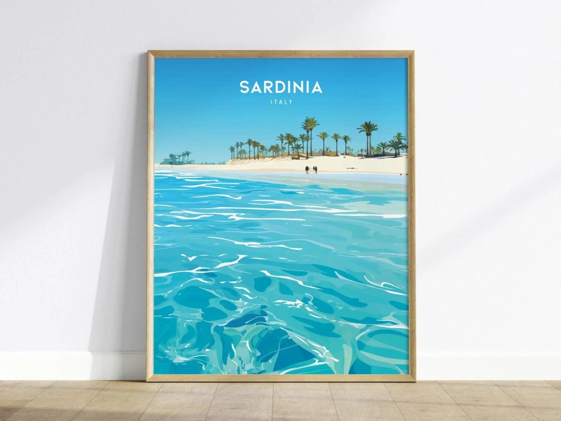 Sardinia, Italy Poster - Idyllic Beach View, Available Framed/Unframed, Perfect Mediterranean Decor, European Home or Office Wall Art Decor - Swell Scenes
