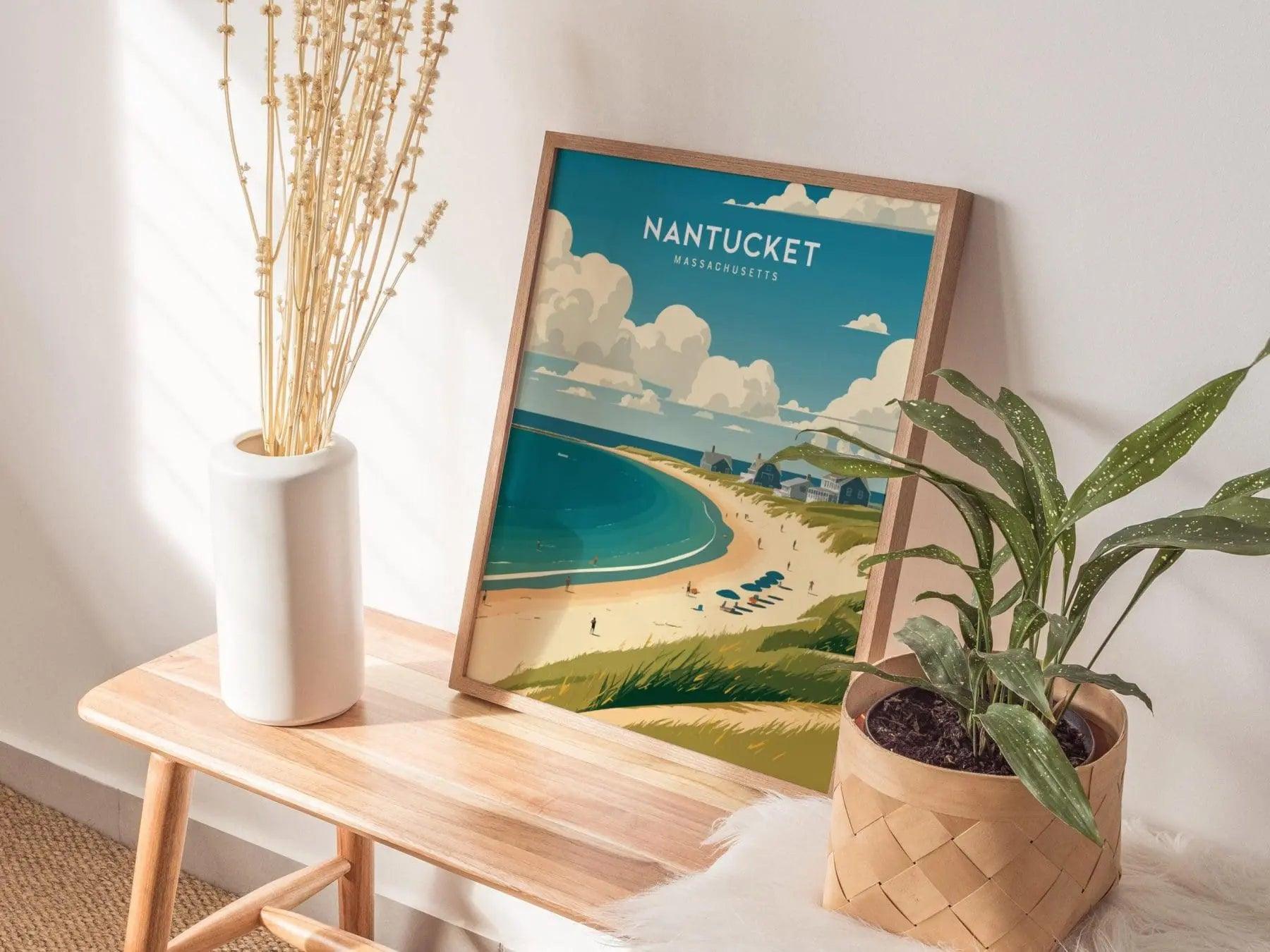 Nantucket, Massachusetts Poster - Iconic Coastal Scenery, Perfect for Home Decor, Available Framed or Unframed, Coastal Wall Art Decor - Swell Scenes