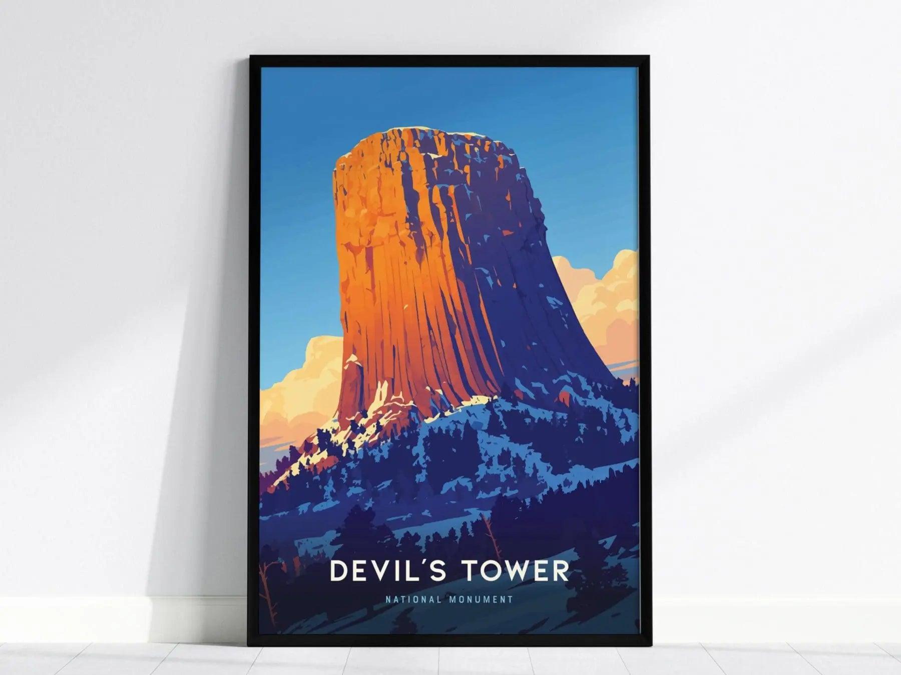 Devil's Tower National Monument Poster - Iconic Wyoming Landmark, Available Framed/Unframed, Perfect Gift for Hikers and Travelers - Swell Scenes
