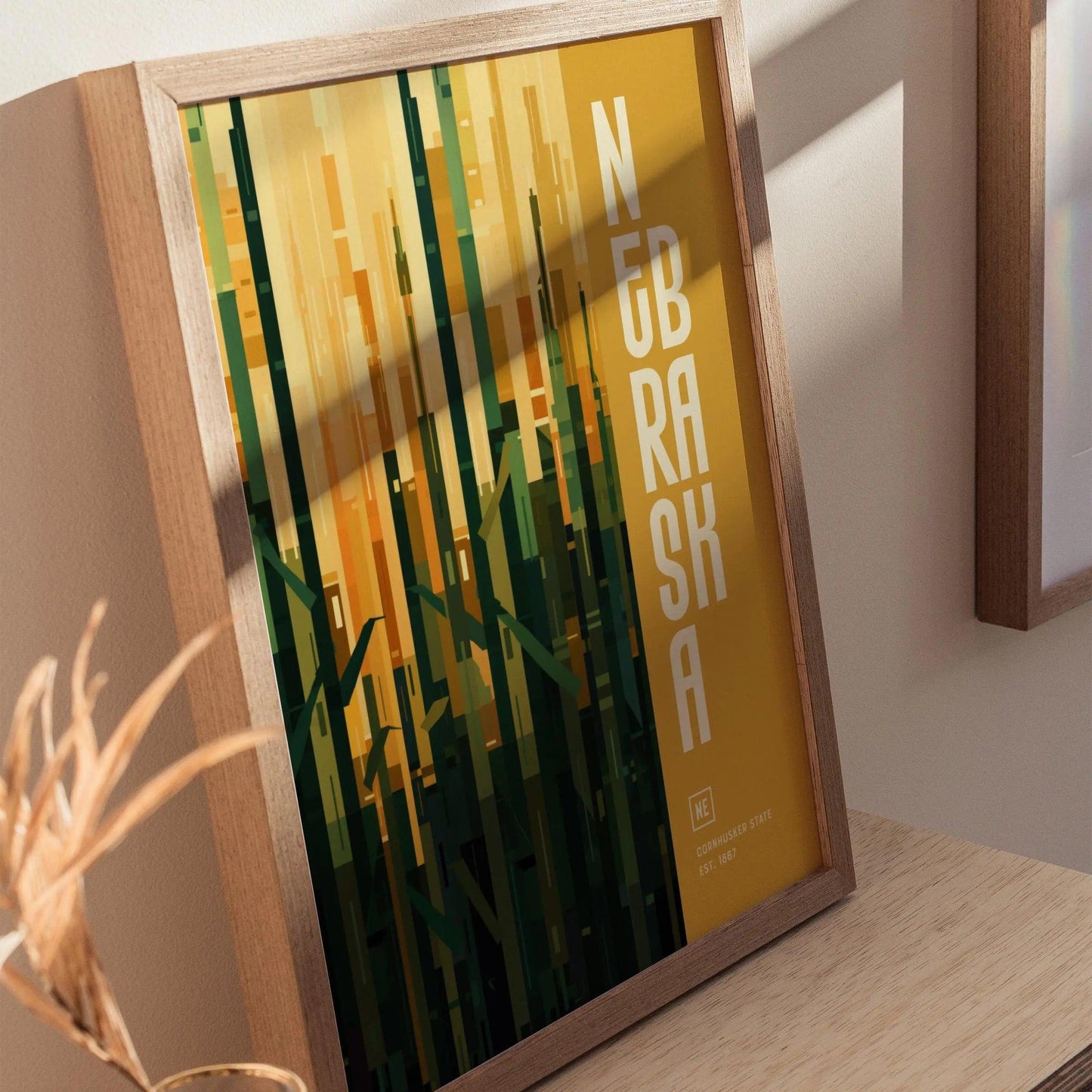 Nebraska, The Cornhusker State Poster - Vibrant Farm Field Abstract, Available Framed/Unframed, Perfect for Home and Office Decor, Wall Art - Swell Scenes