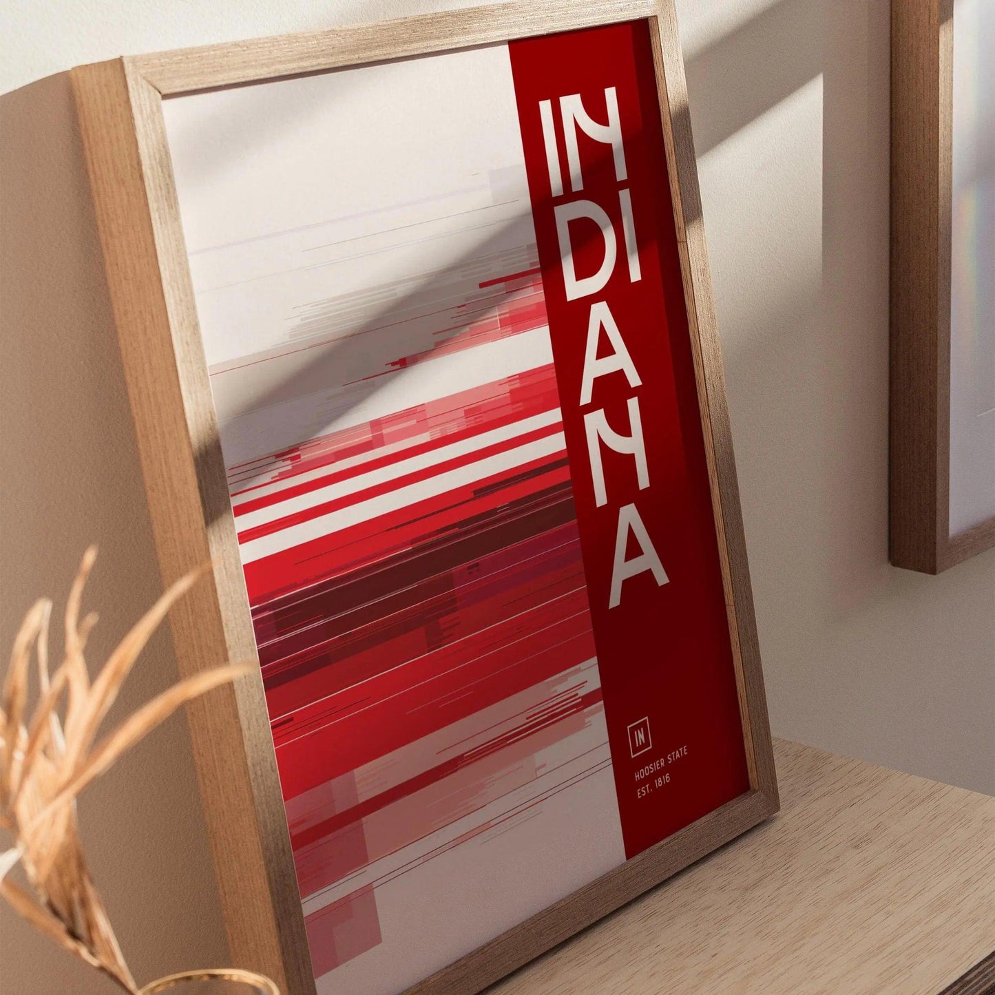 Indiana, The Hoosier State Poster - Abstract Colorful Design, Available Framed/Unframed, Ideal for Home Decor, Great Indiana State Gift - Swell Scenes