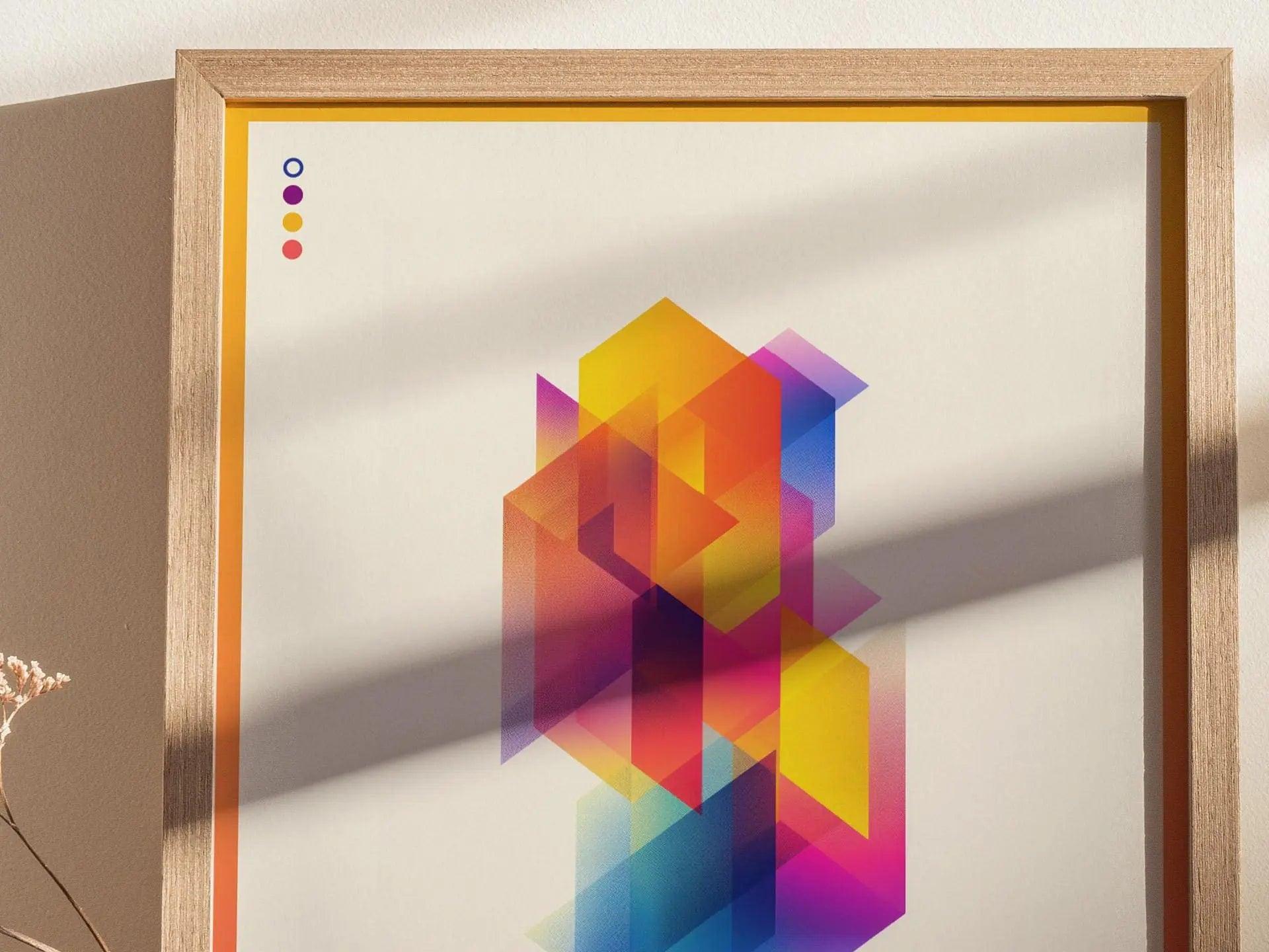 Cubic Prisms / 02 - Minimalist Modern Abstract Style Geometric Design Shapes Contemporary Art Framed Poster Series Tech Gamer Designer Gift - Swell Scenes