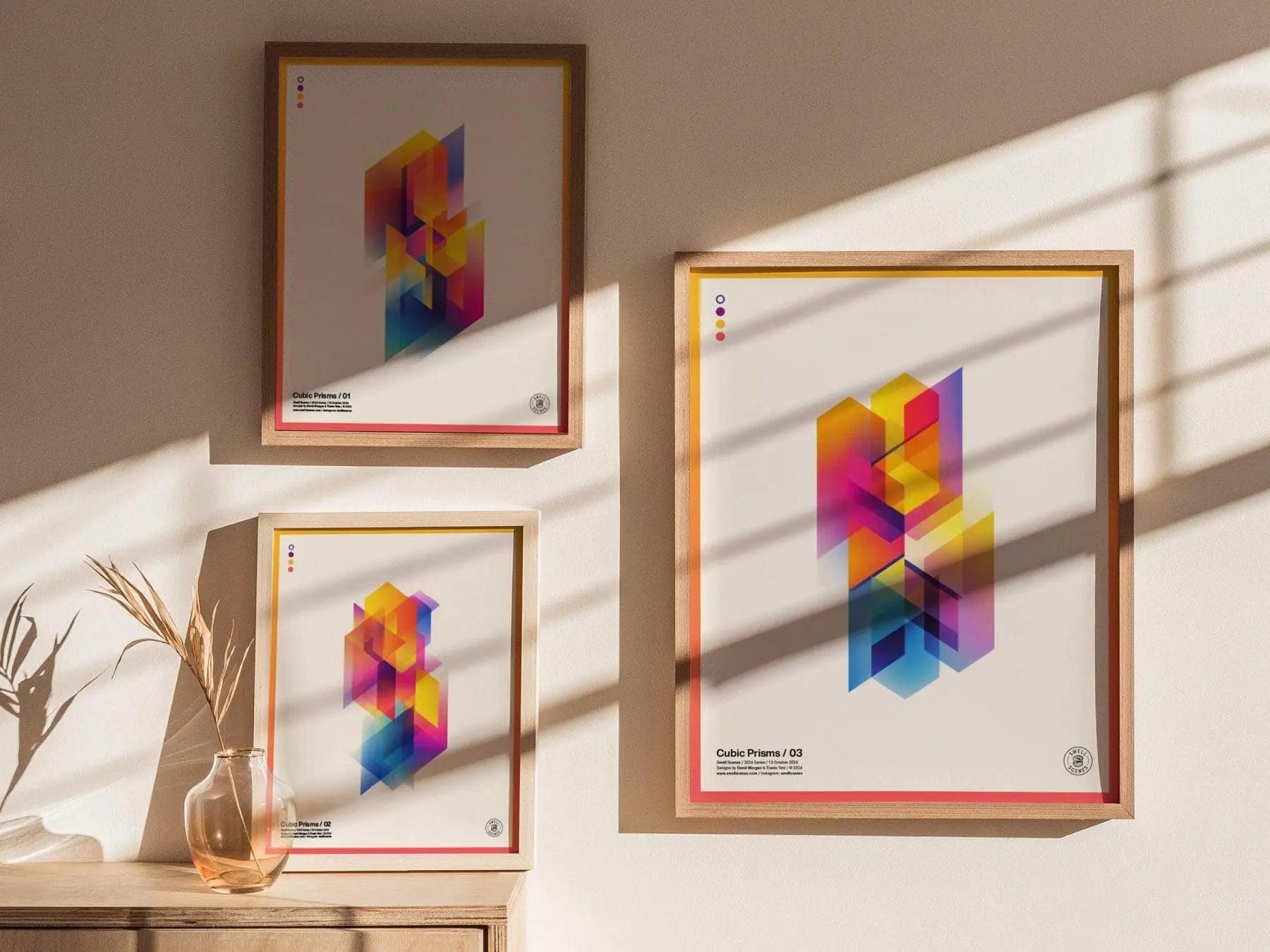 Cubic Prisms / 03 - Abstract Minimalist Modern Style Geometric Design Shapes Contemporary Art Framed Poster Series Tech Gamer Designer Gift - Swell Scenes
