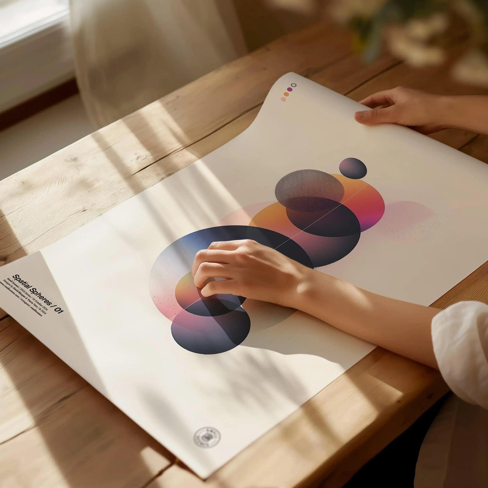 Spatial Spheres / 01 - Modern Minimalist Abstract Style Circular Design Shapes Contemporary Art Framed Poster Series Lofi Designer Gift - Swell Scenes