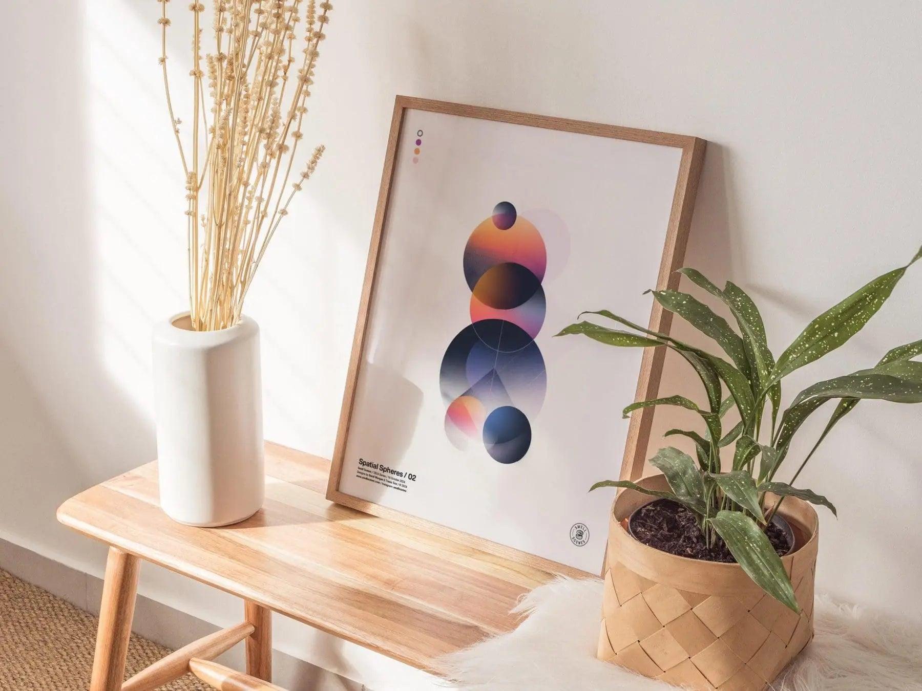 Spatial Spheres / 02 - Modern Minimalist Abstract Ethereal Circular Design Shapes Contemporary Art Framed Poster Series Lofi Designer Gift - Swell Scenes