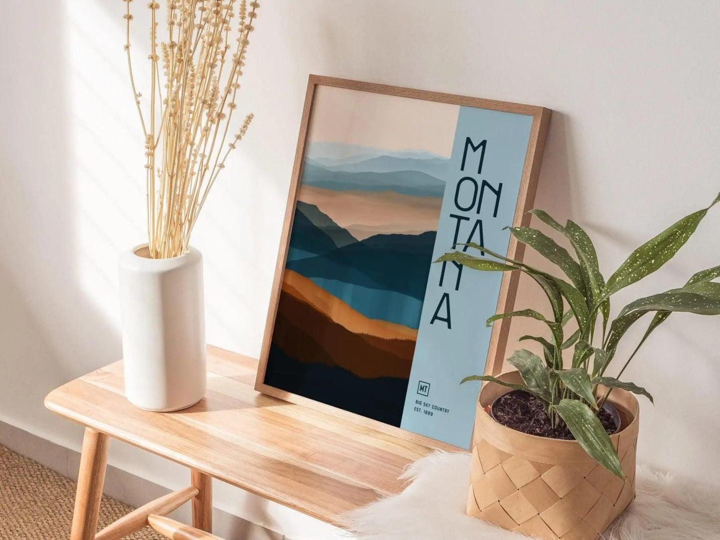 Montana, The Big Sky State Poster - Abstract Mountain Inspired Art, Perfect for Modern or Farmhouse Decor, Perfect Big Sky Gift - Swell Scenes