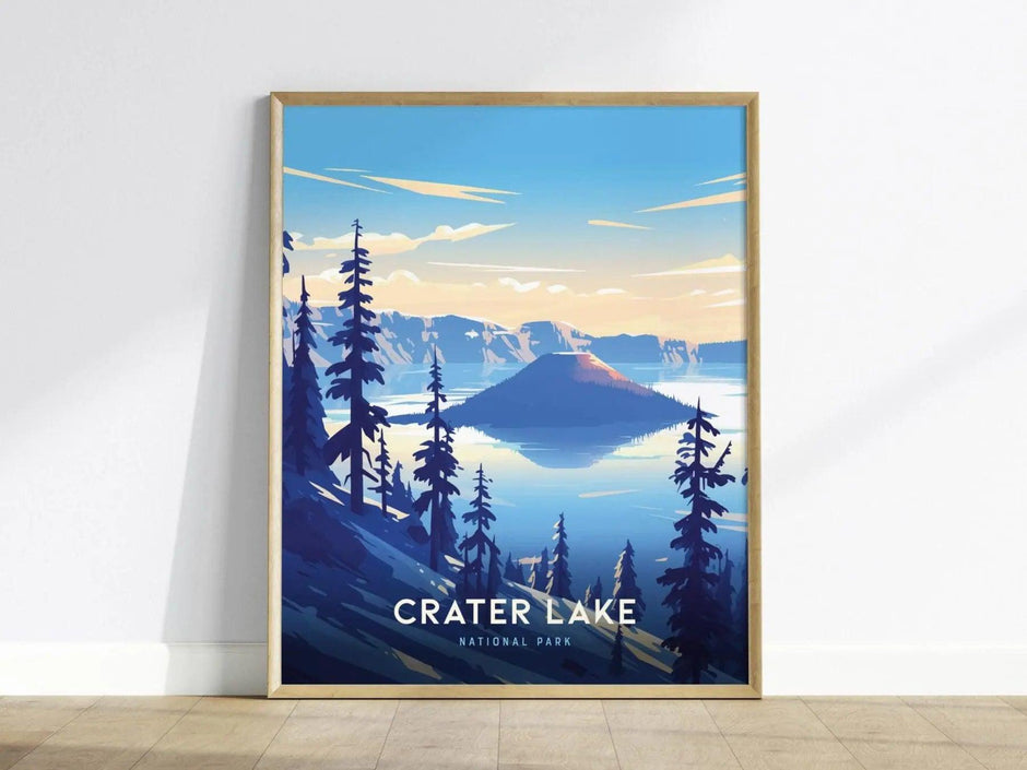 Crater Lake National Park, Oregon Poster - Vibrant Landscape Art, Available Framed or Unframed, Crater Lake Travel Print, National Park Gift - Swell Scenes