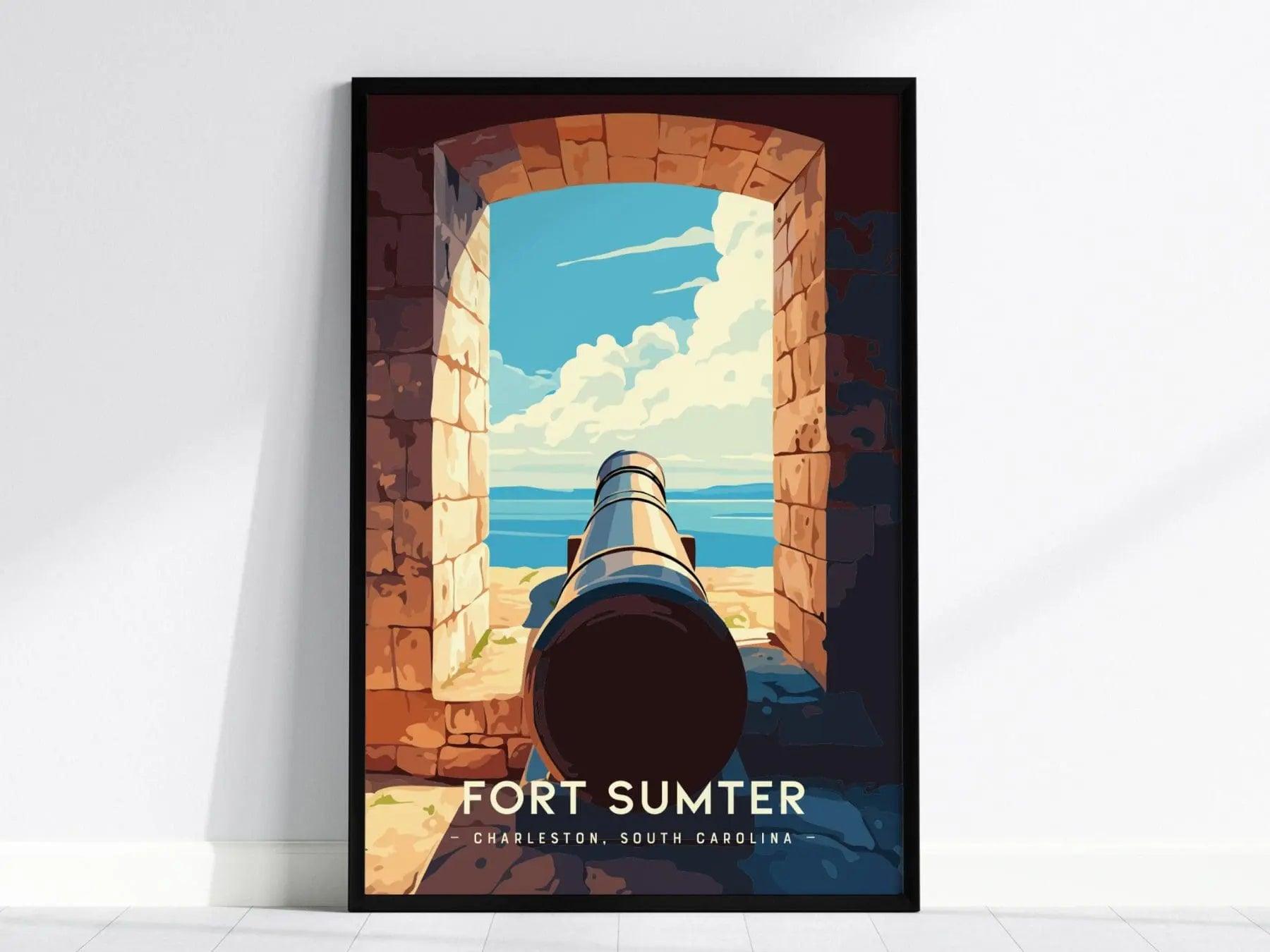 Fort Sumter, Charleston, South Carolina Wall Art Travel Poster Print Southeast Historic Civil War Home Decor Southern Charm Vacation Gift - Swell Scenes