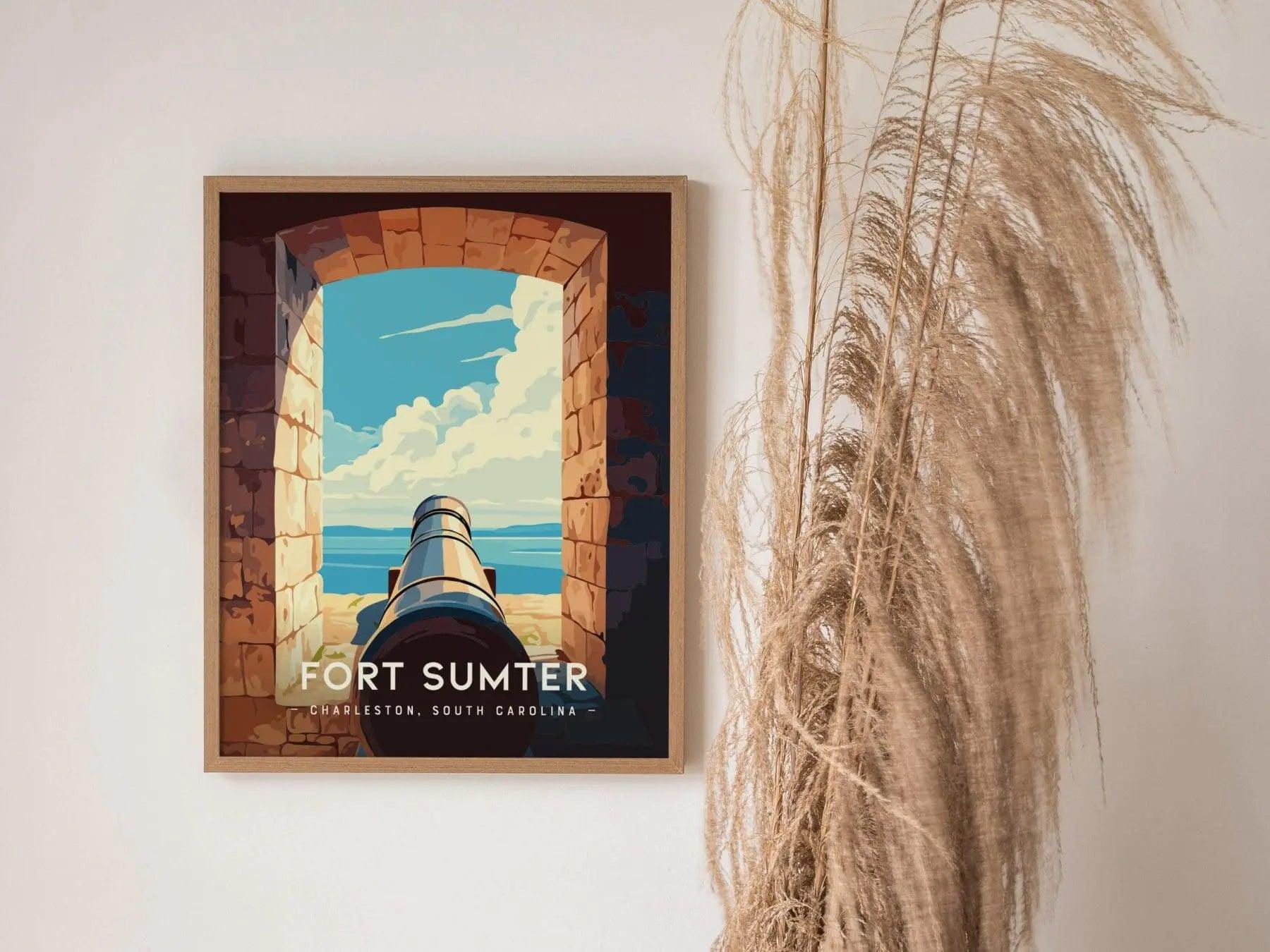 Fort Sumter, Charleston, South Carolina Wall Art Travel Poster Print Southeast Historic Civil War Home Decor Southern Charm Vacation Gift - Swell Scenes