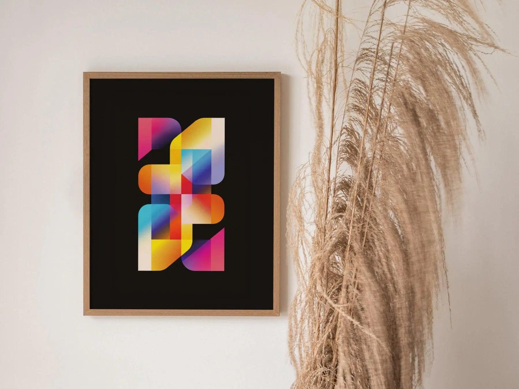 Lite Brite / 03 - Retro 80s Style Ethereal Modern Minimalist Abstract Contemporary Art Design Framed Poster Colorful Eighties Lofi Designer - Swell Scenes