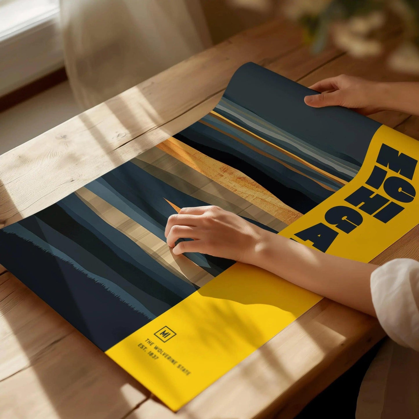 Michigan, The Wolverine State Poster - University of Michigan Colors, Available Framed/Unframed, Great College Pride Gift, Michigan U Decor - Swell Scenes