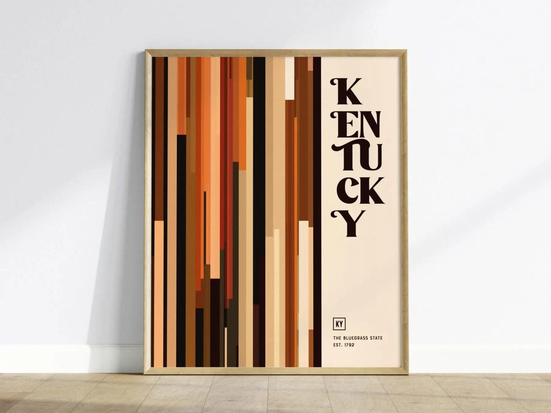 Kentucky, The Bluegrass State Poster - Abstract Bourbon Trail, Available Framed/Unframed, Perfect Gift for Whiskey Lovers, Kentucky Decor - Swell Scenes