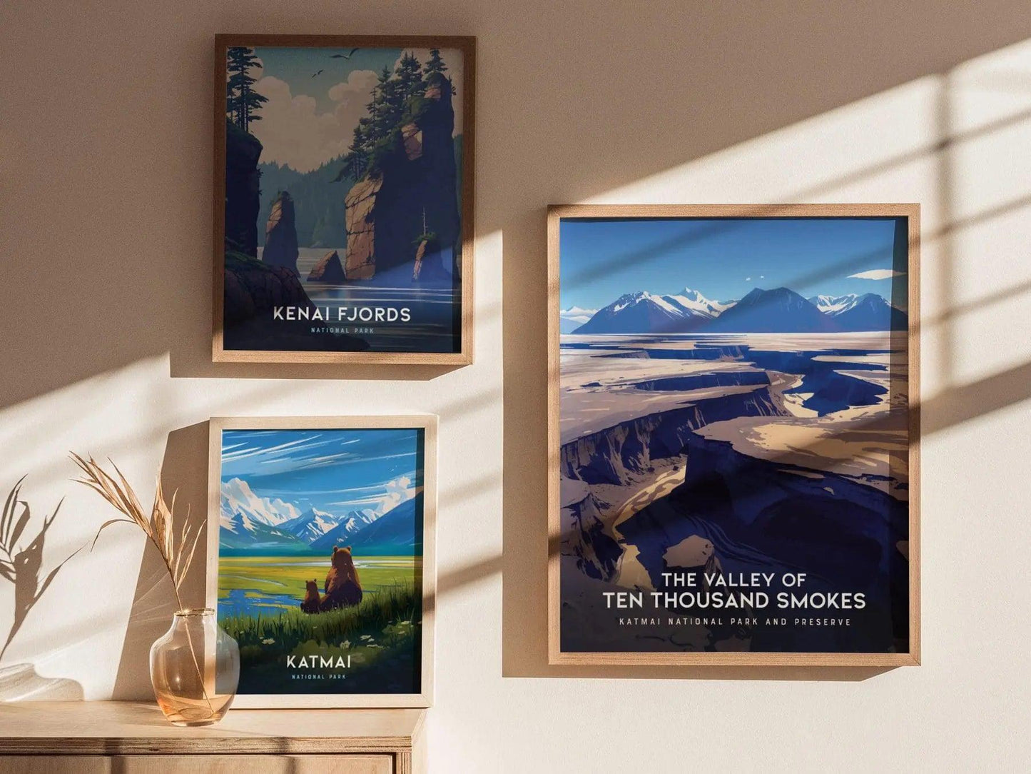 Valley of Ten Thousand Smokes Alaska art displayed in home with Katmai National Park volcanic landscape poster