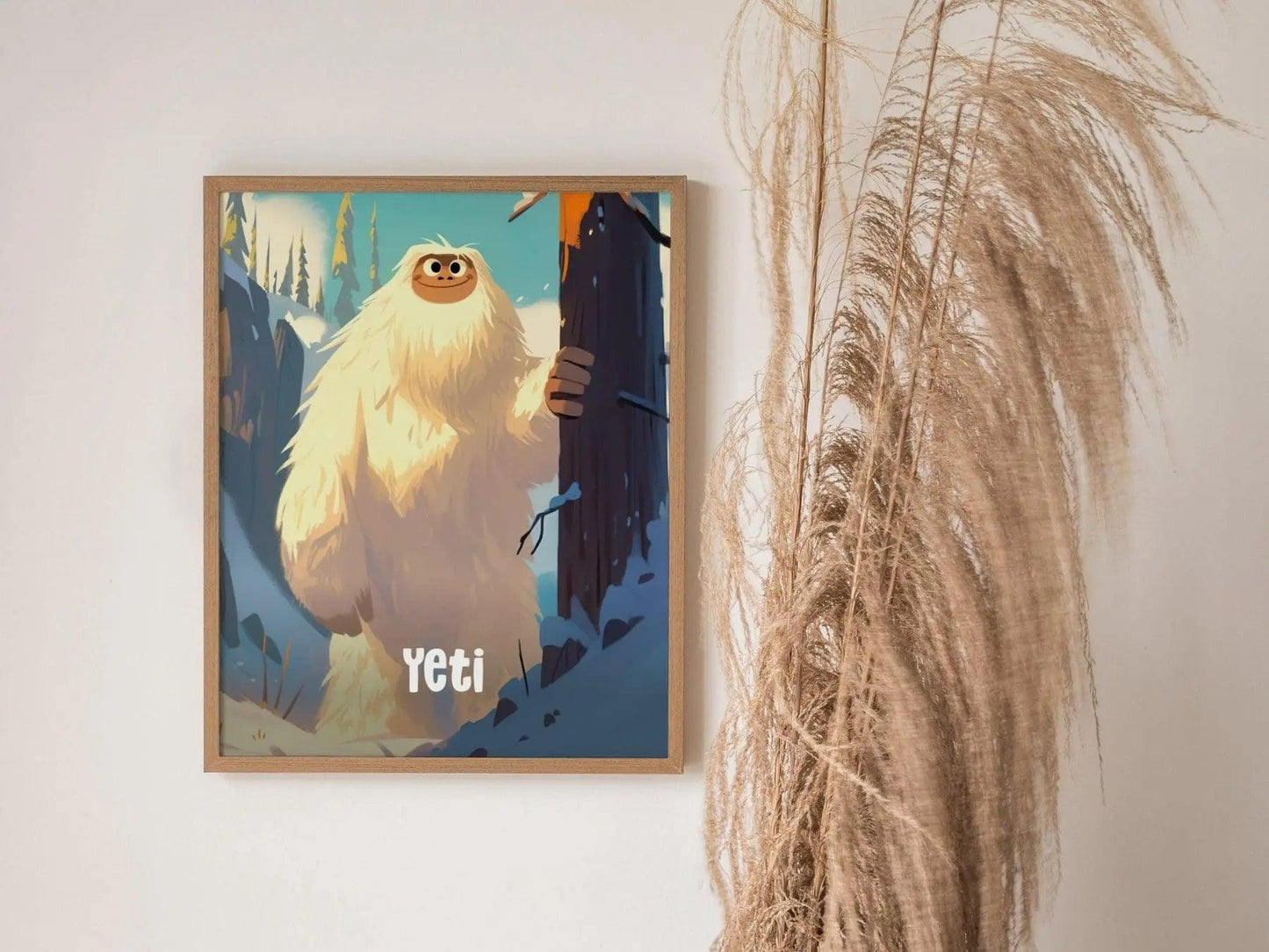 Yeti wall decor for nursery with soft tones and whimsical design
