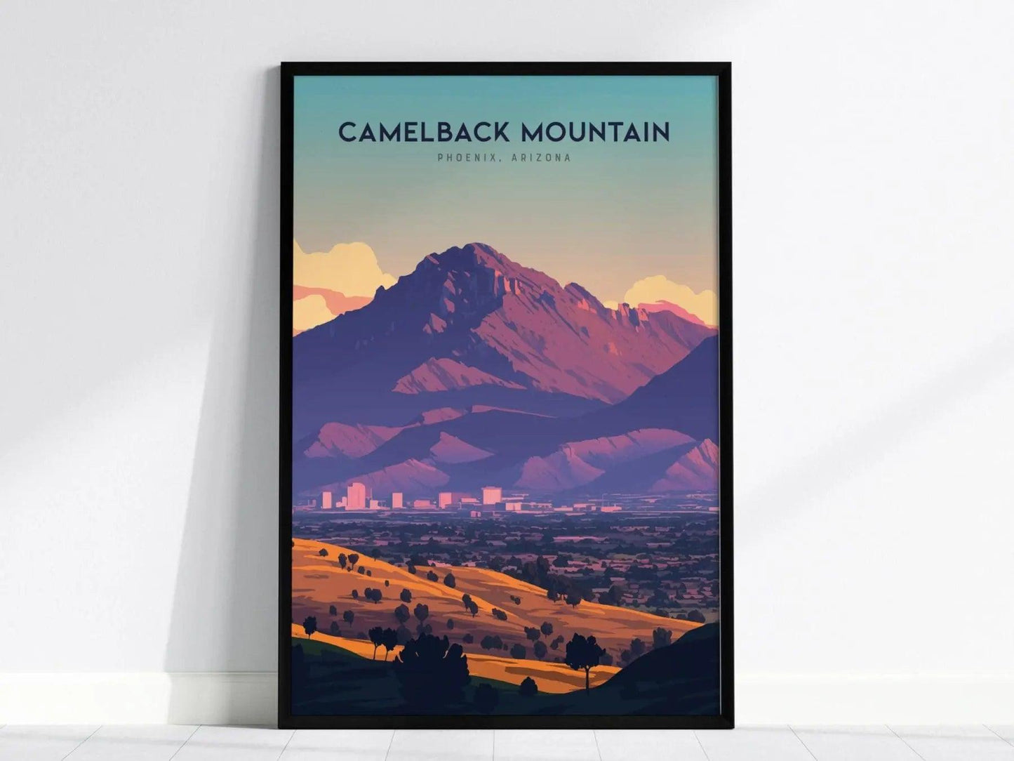 Camelback Mountain, Arizona Poster - Hiking Trail Views, Available Framed/Unframed, Perfect Gift for Outdoor Enthusiasts, Home Wall Decor - Swell Scenes