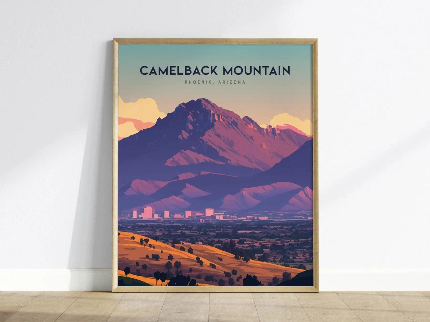 Camelback Mountain, Arizona Poster - Hiking Trail Views, Available Framed/Unframed, Perfect Gift for Outdoor Enthusiasts, Home Wall Decor - Swell Scenes