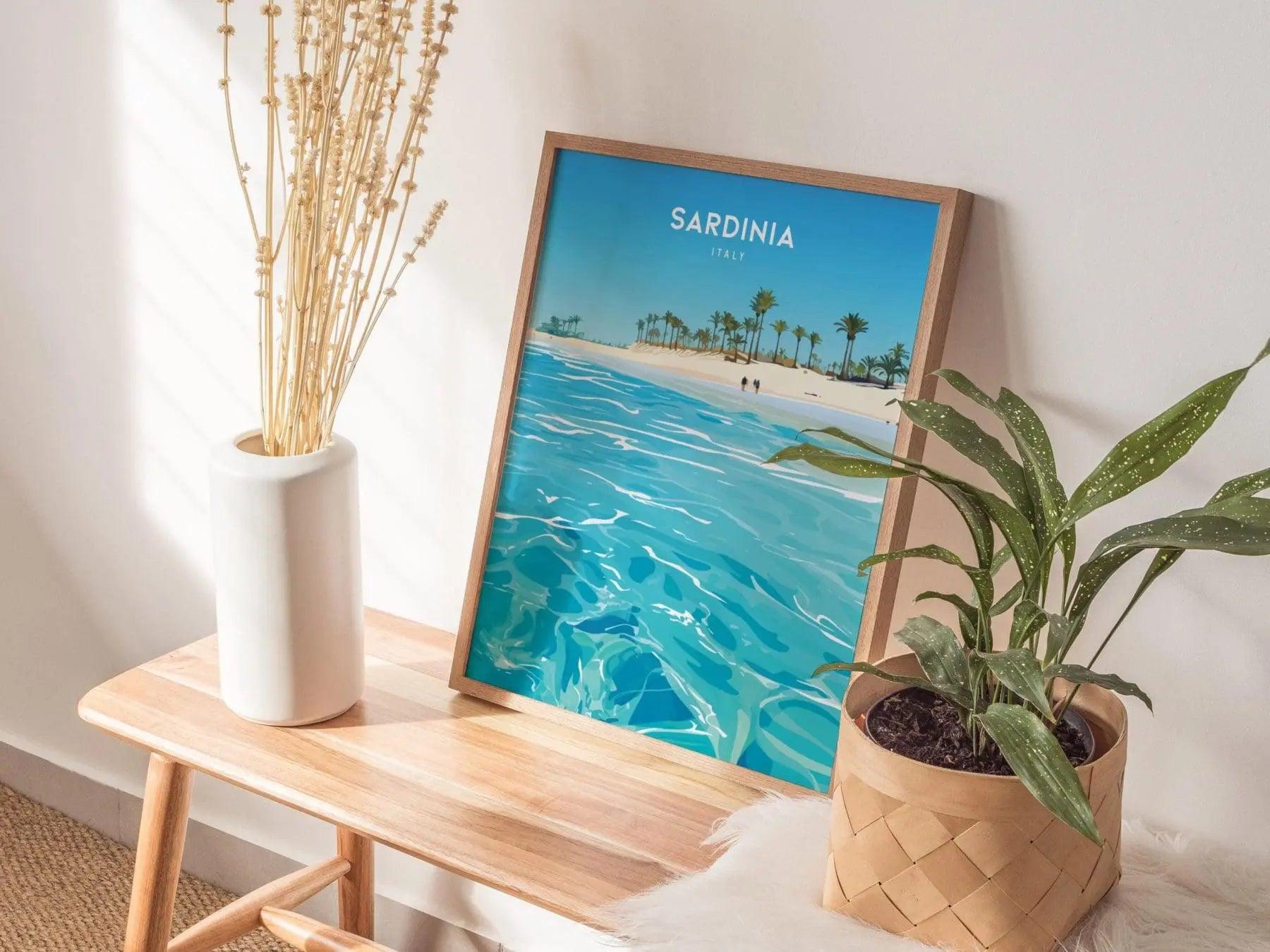 Sardinia, Italy Poster - Idyllic Beach View, Available Framed/Unframed, Perfect Mediterranean Decor, European Home or Office Wall Art Decor - Swell Scenes