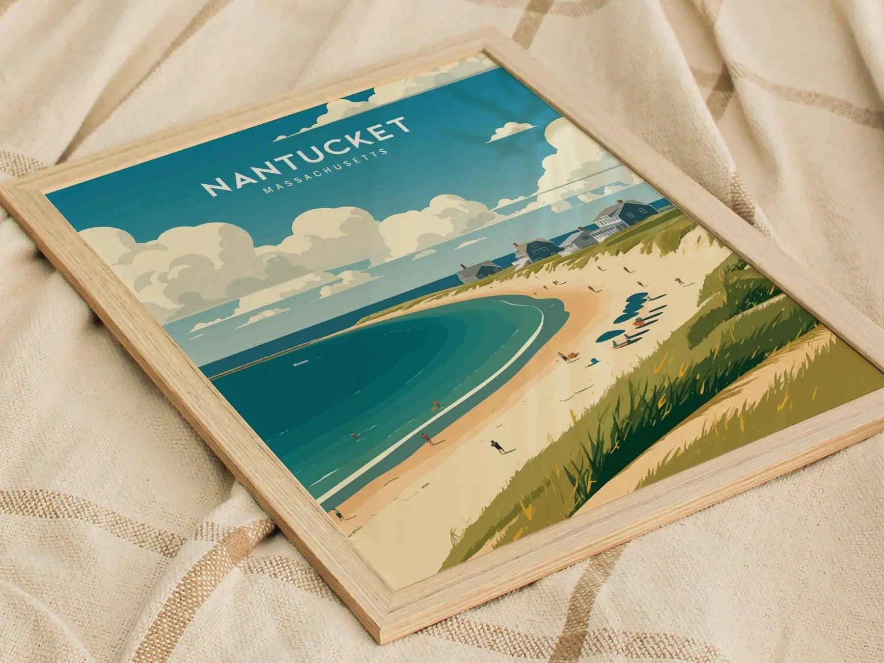 Nantucket, Massachusetts Poster - Iconic Coastal Scenery, Perfect for Home Decor, Available Framed or Unframed, Coastal Wall Art Decor - Swell Scenes