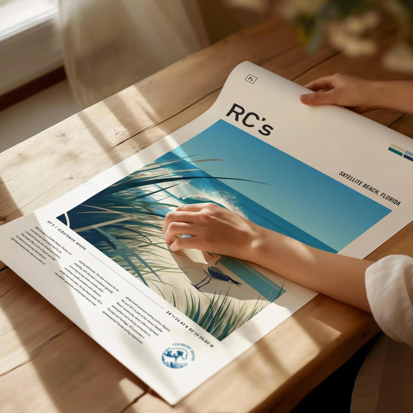 RC's Melbourne Florida Surf Spot Framed Poster | Satellite Beach FL Florida Wave Travel Print | Surfing Modern Wall Art Coastal Decor | Minimalist Design Man Cave Surfer Gift - Swell Scenes