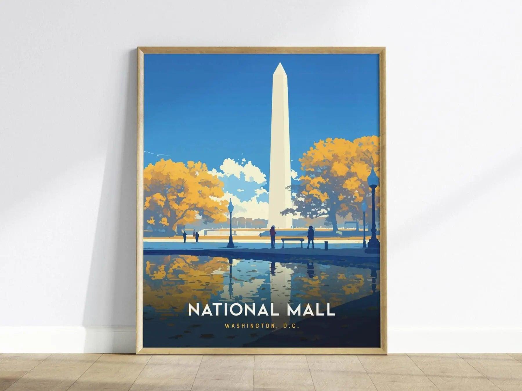 National Mall, Washington DC Poster – Iconic Monument, Available Framed/Unframed, Ideal Gift for History Buffs and Election 2024 Souvenir - Swell Scenes