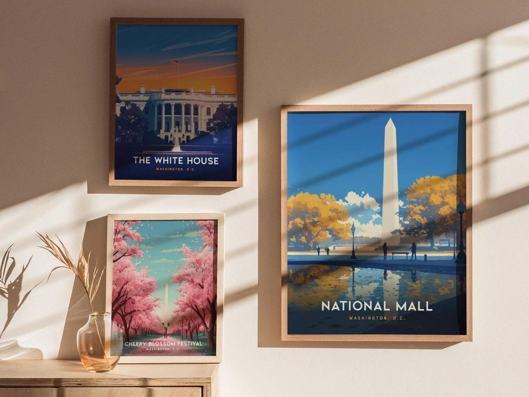 National Mall, Washington DC Poster – Iconic Monument, Available Framed/Unframed, Ideal Gift for History Buffs and Election 2024 Souvenir - Swell Scenes