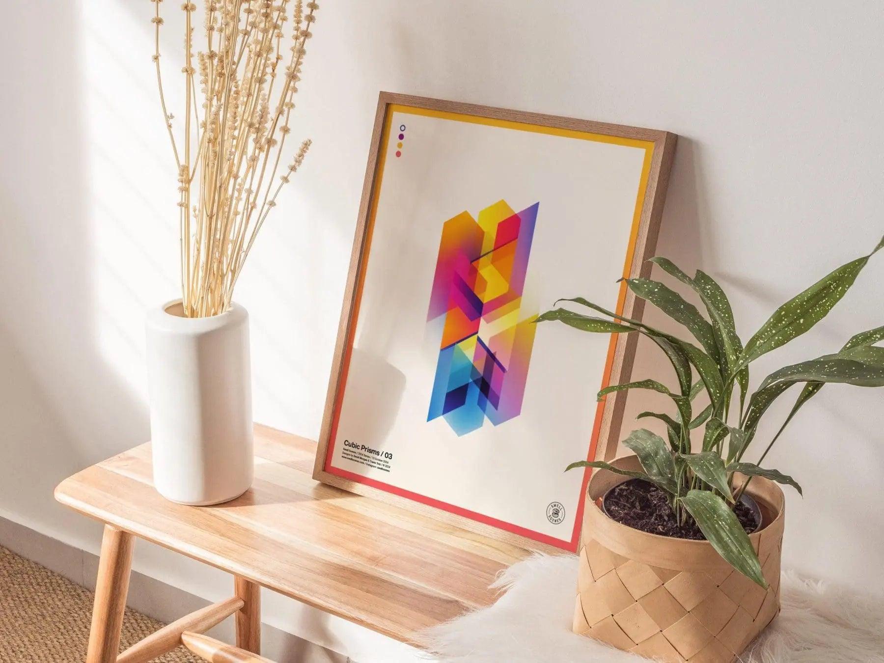 Cubic Prisms / 03 - Abstract Minimalist Modern Style Geometric Design Shapes Contemporary Art Framed Poster Series Tech Gamer Designer Gift - Swell Scenes