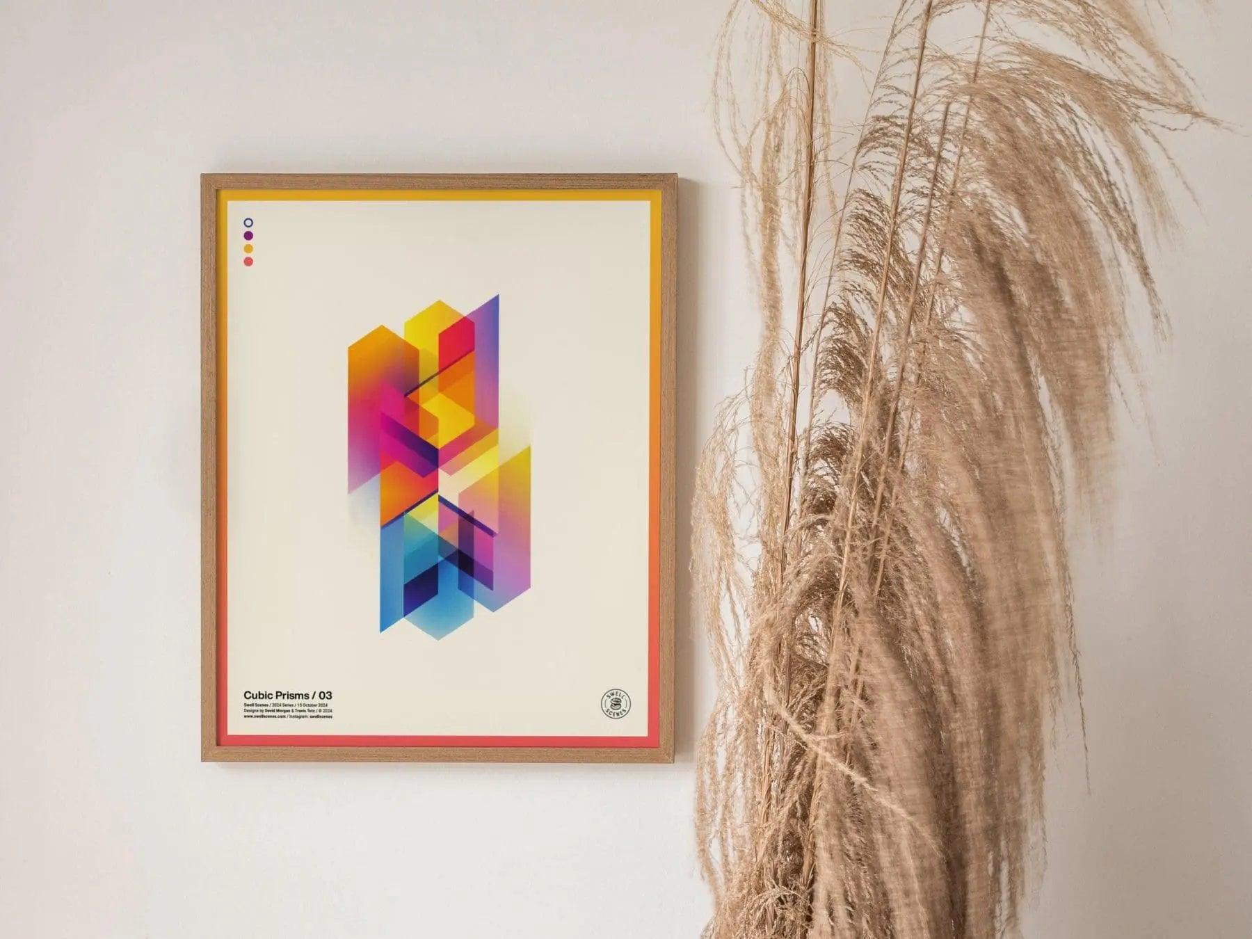 Cubic Prisms / 03 - Abstract Minimalist Modern Style Geometric Design Shapes Contemporary Art Framed Poster Series Tech Gamer Designer Gift - Swell Scenes