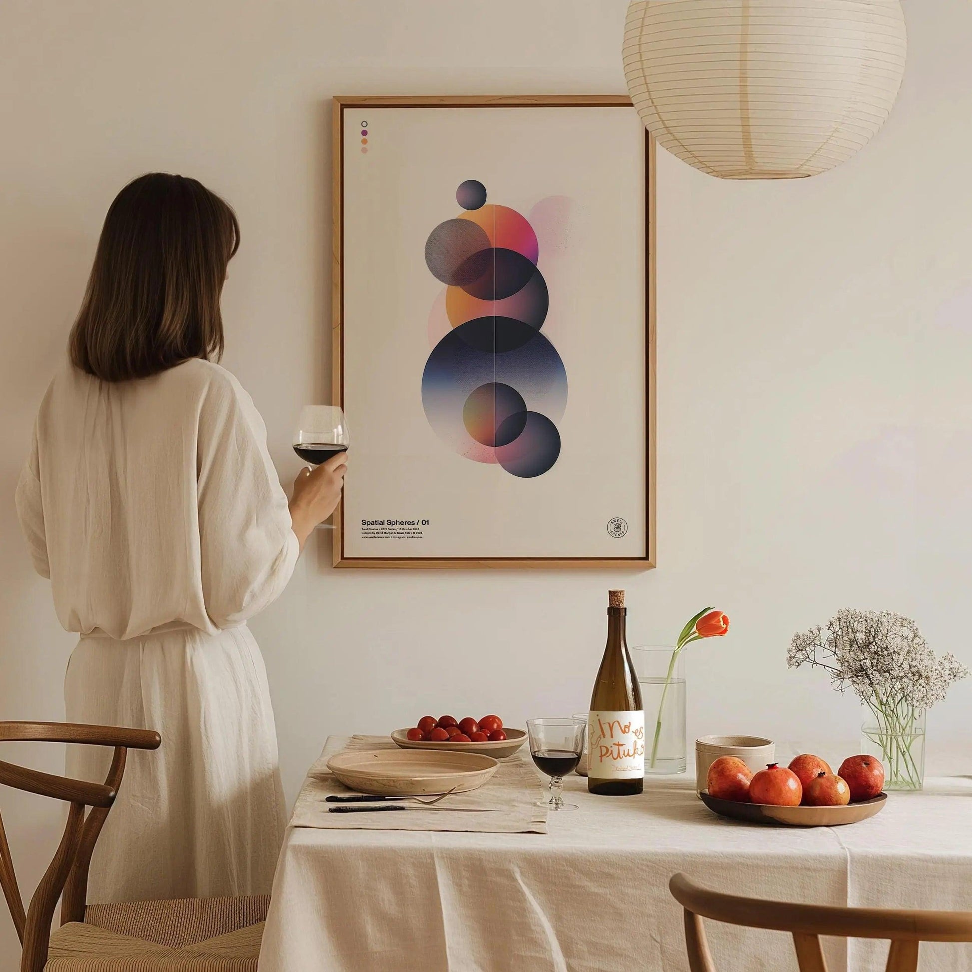 Spatial Spheres / 01 - Modern Minimalist Abstract Style Circular Design Shapes Contemporary Art Framed Poster Series Lofi Designer Gift - Swell Scenes