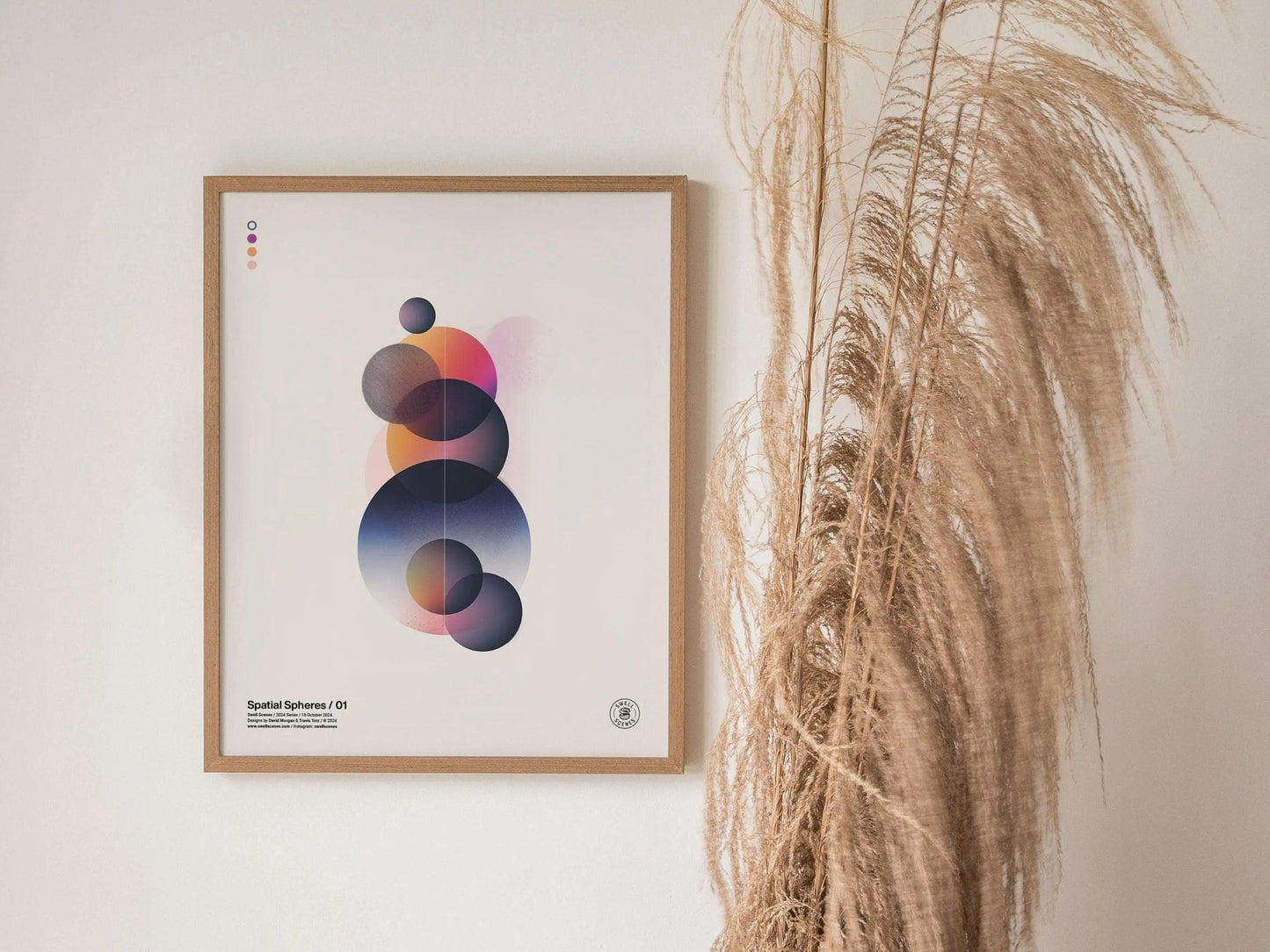 Spatial Spheres / 01 - Modern Minimalist Abstract Style Circular Design Shapes Contemporary Art Framed Poster Series Lofi Designer Gift - Swell Scenes