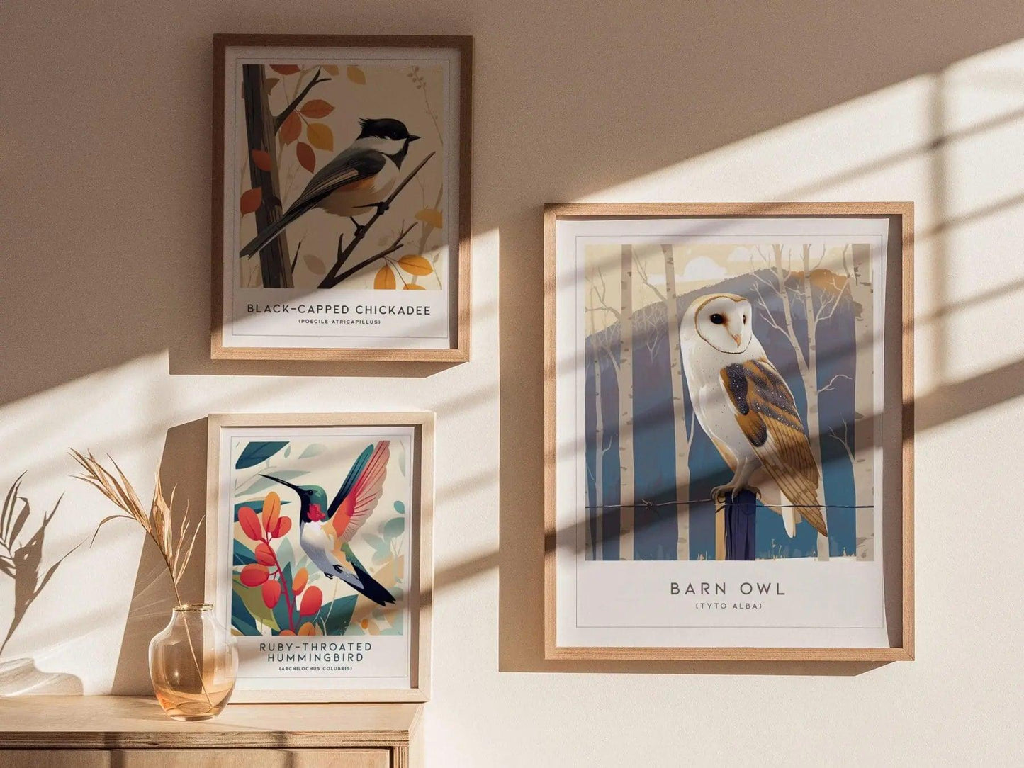 Barn Owl Bird Lover Modern Framed Wall Art | Cottagecore Audubon Wildlife Poster | Rustic Farm House Nature Decor | Cozy Cabin Winter Snow Print - Swell Scenes