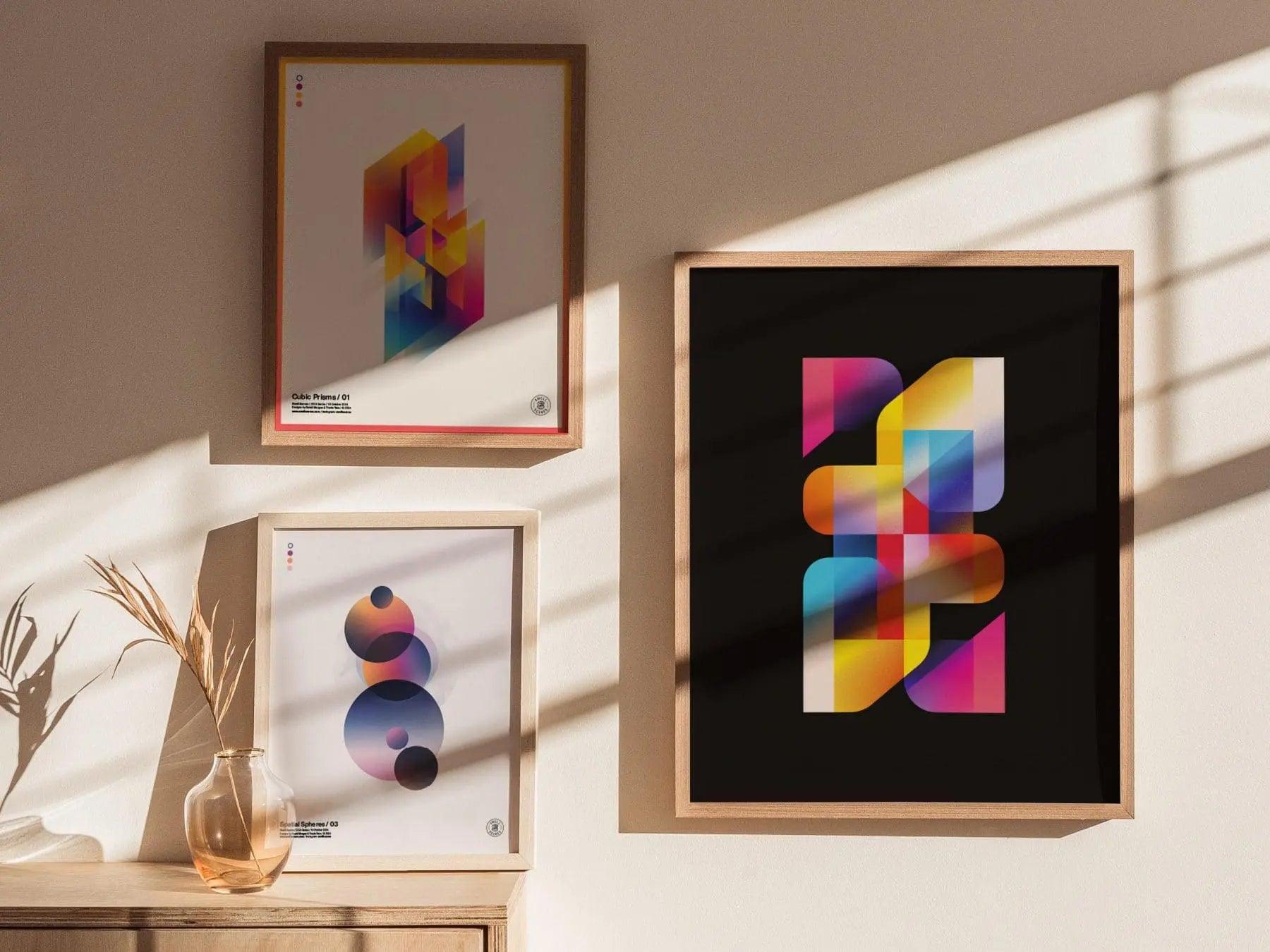 Lite Brite / 03 - Retro 80s Style Ethereal Modern Minimalist Abstract Contemporary Art Design Framed Poster Colorful Eighties Lofi Designer - Swell Scenes