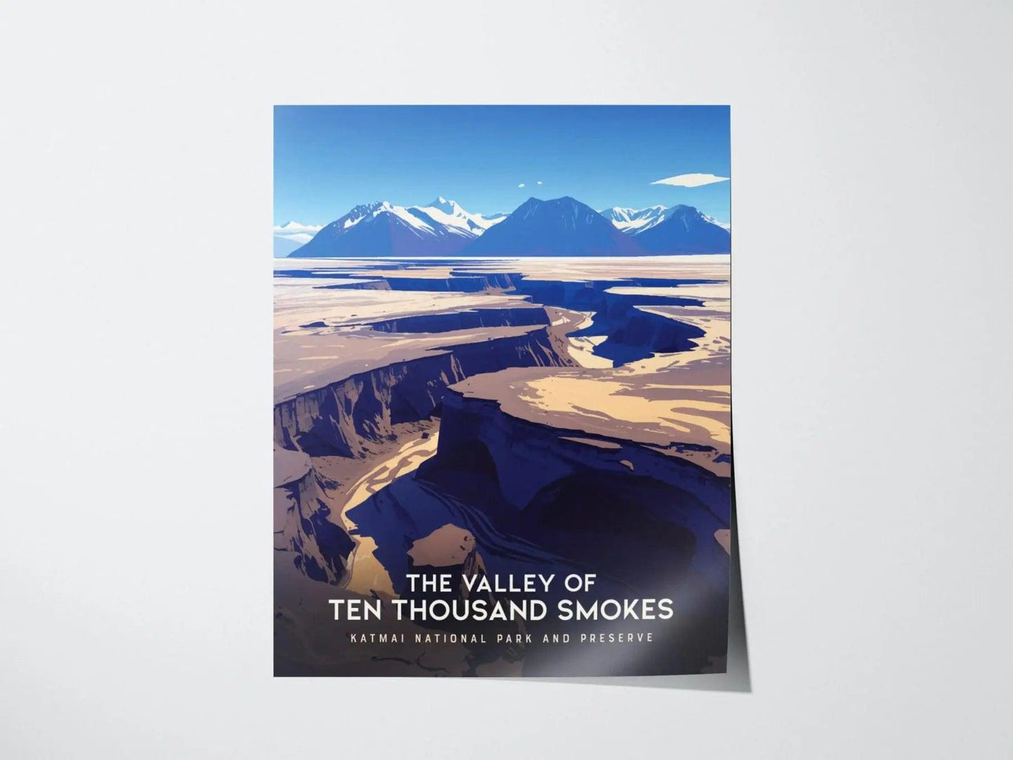 Unframed Valley of Ten Thousand Smokes print on premium paper with Katmai Alaska volcanic ash valley design