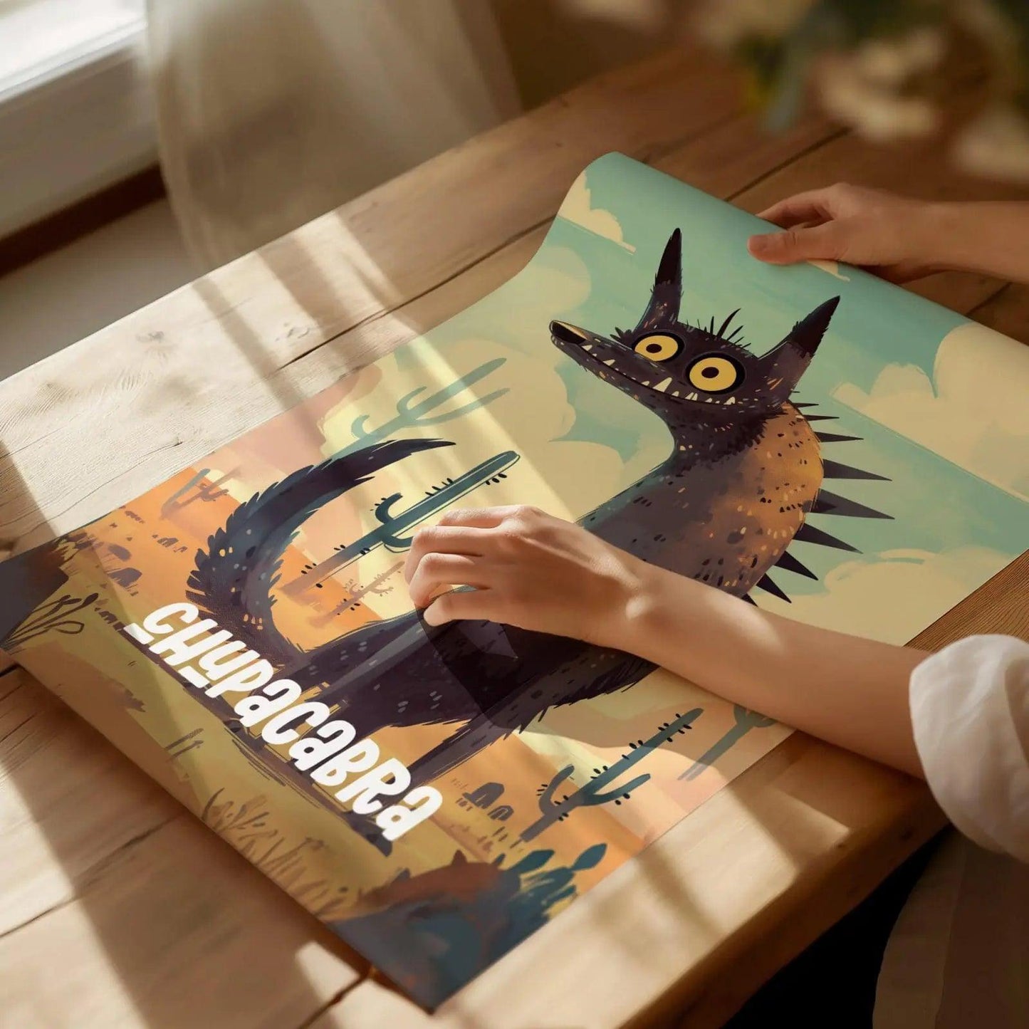 Chupacabra Cute Cryptids Wall Art Series | Fun Kids Room Framed Poster | Toddler Boys Bedroom Child's Nursery Print | Southwest Cryptozoology Myth Lore - Swell Scenes